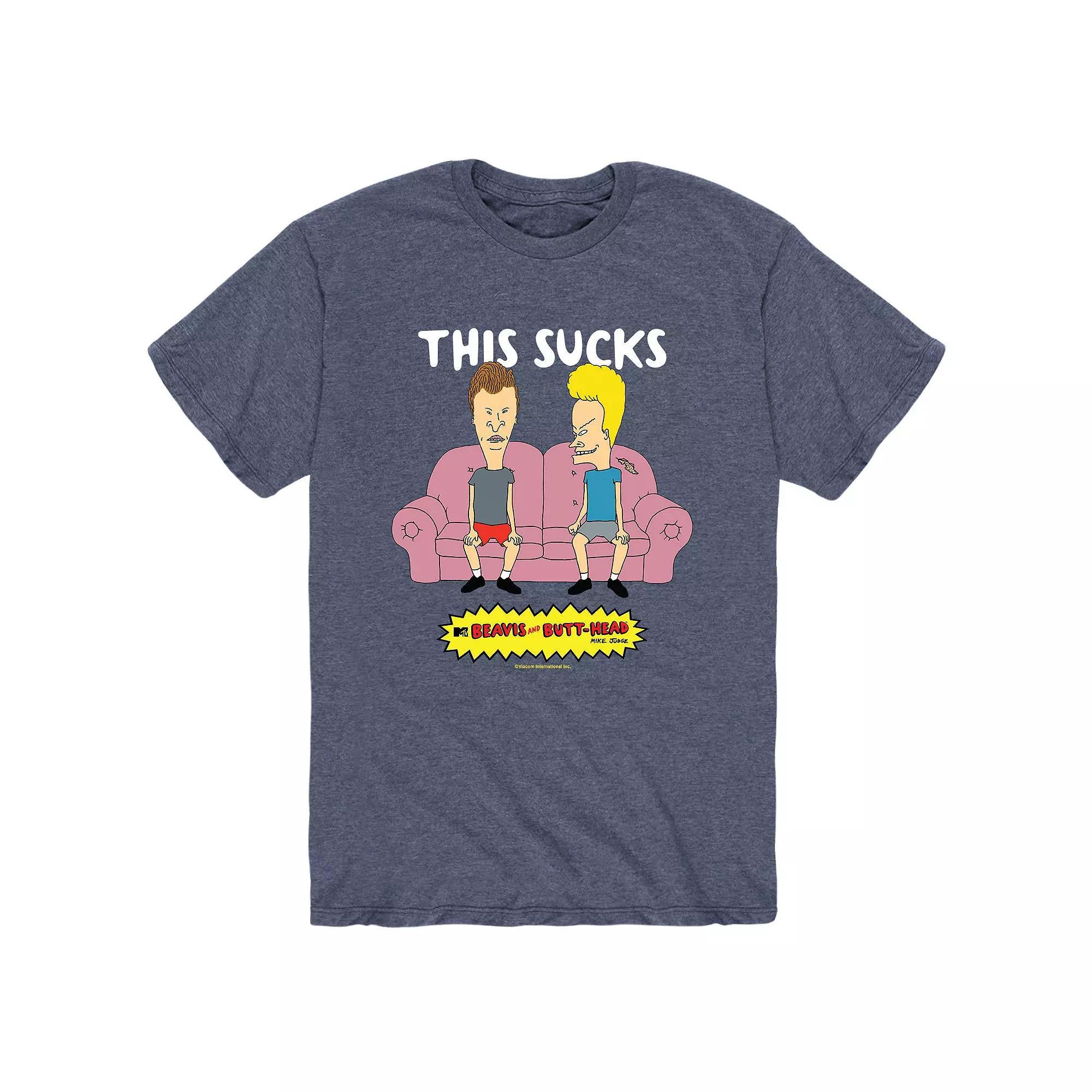 Men's Beavis & Butthead This Sucks Tee, Size: Medium, Blue Product Image