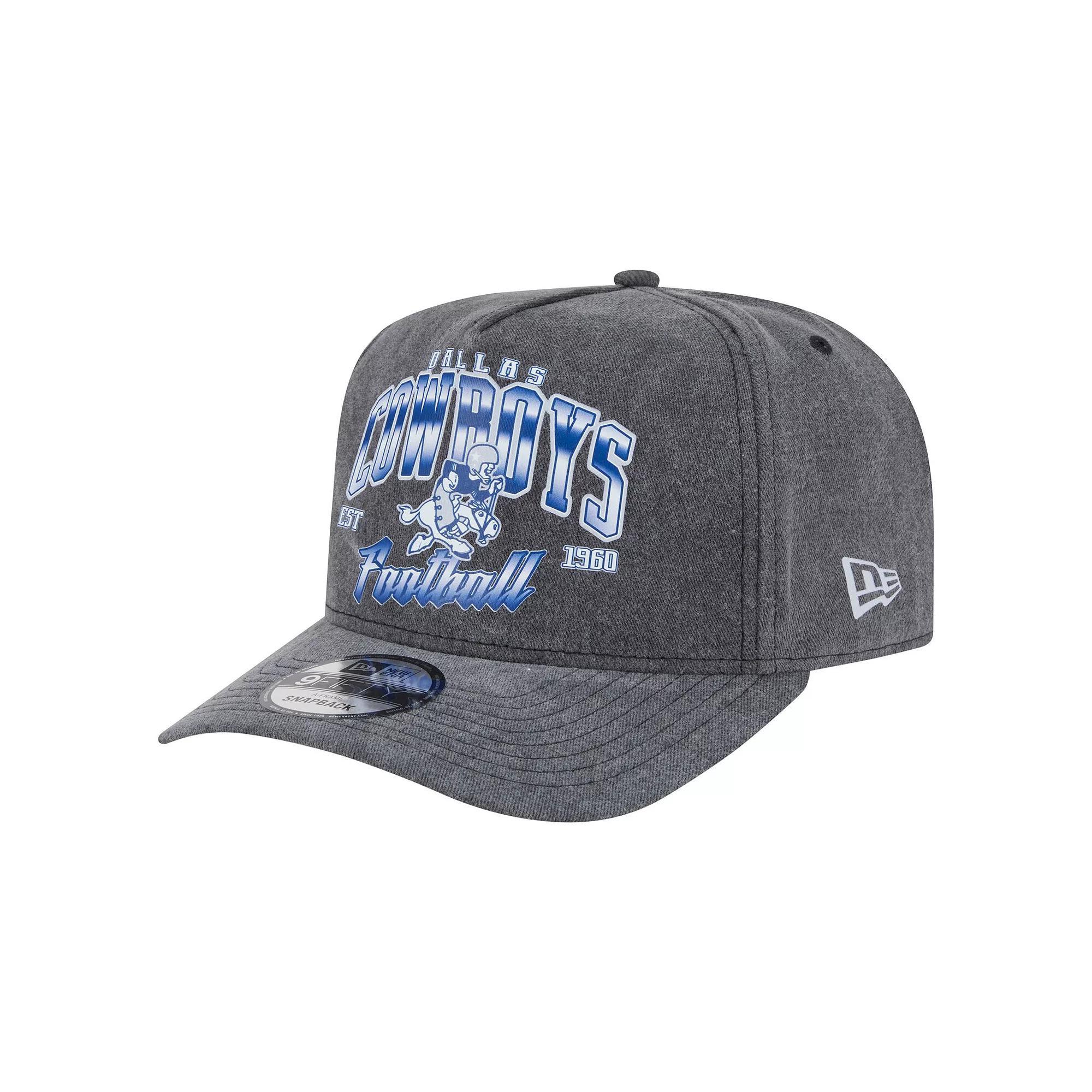 Men's New Era  Black Dallas Cowboys Throwback Washed A-Frame 9FIFTY Snapback Hat Product Image