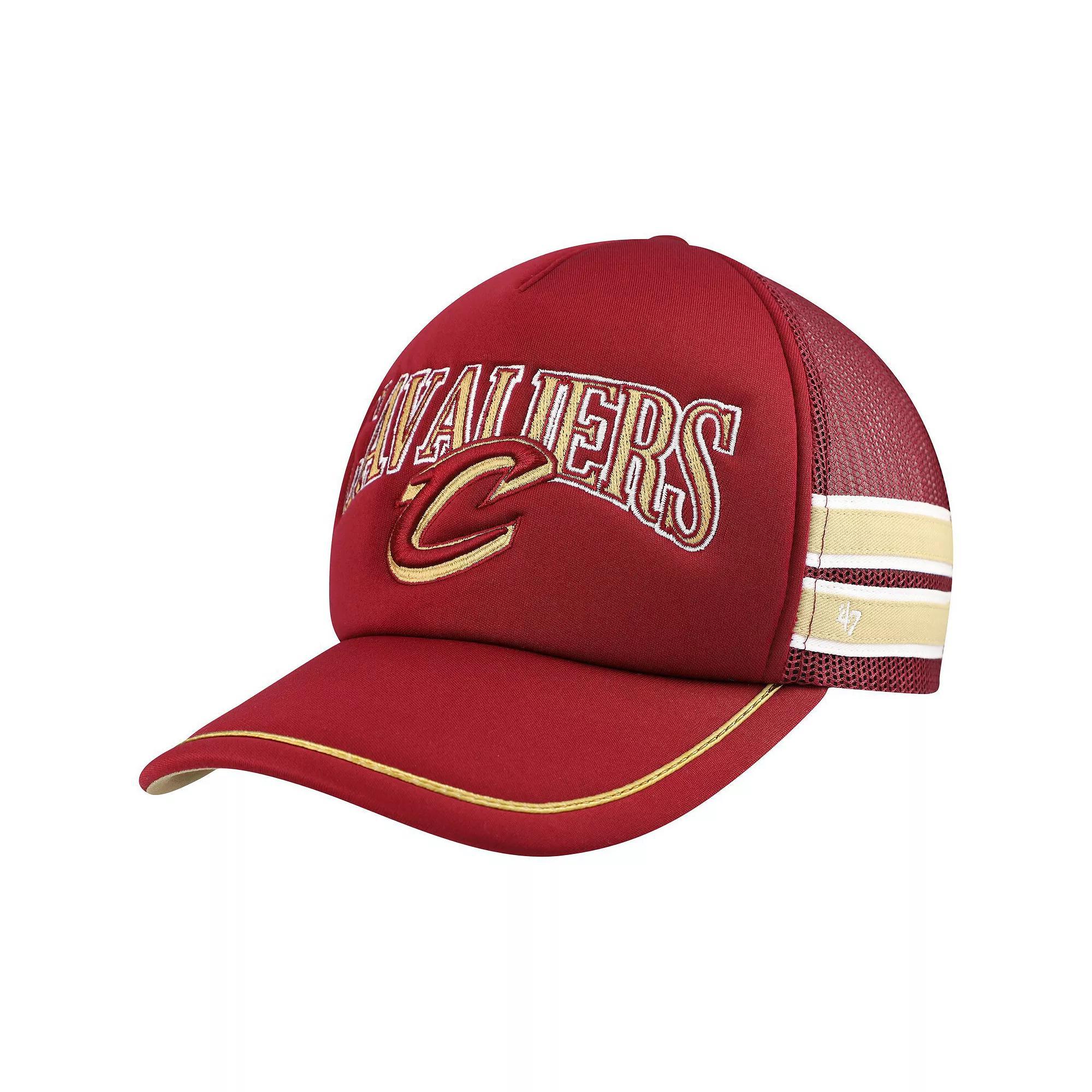 Men's '47 Wine Cleveland Cavaliers Sidebrand Stripes Trucker Adjustable Hat, Team Product Image