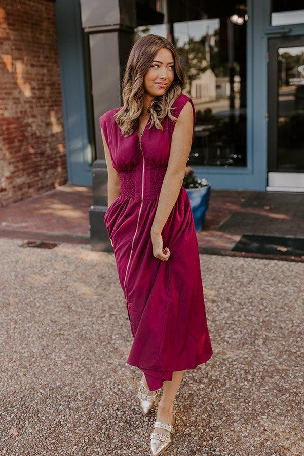 Chic Ensemble Midi Dress in Wine Product Image
