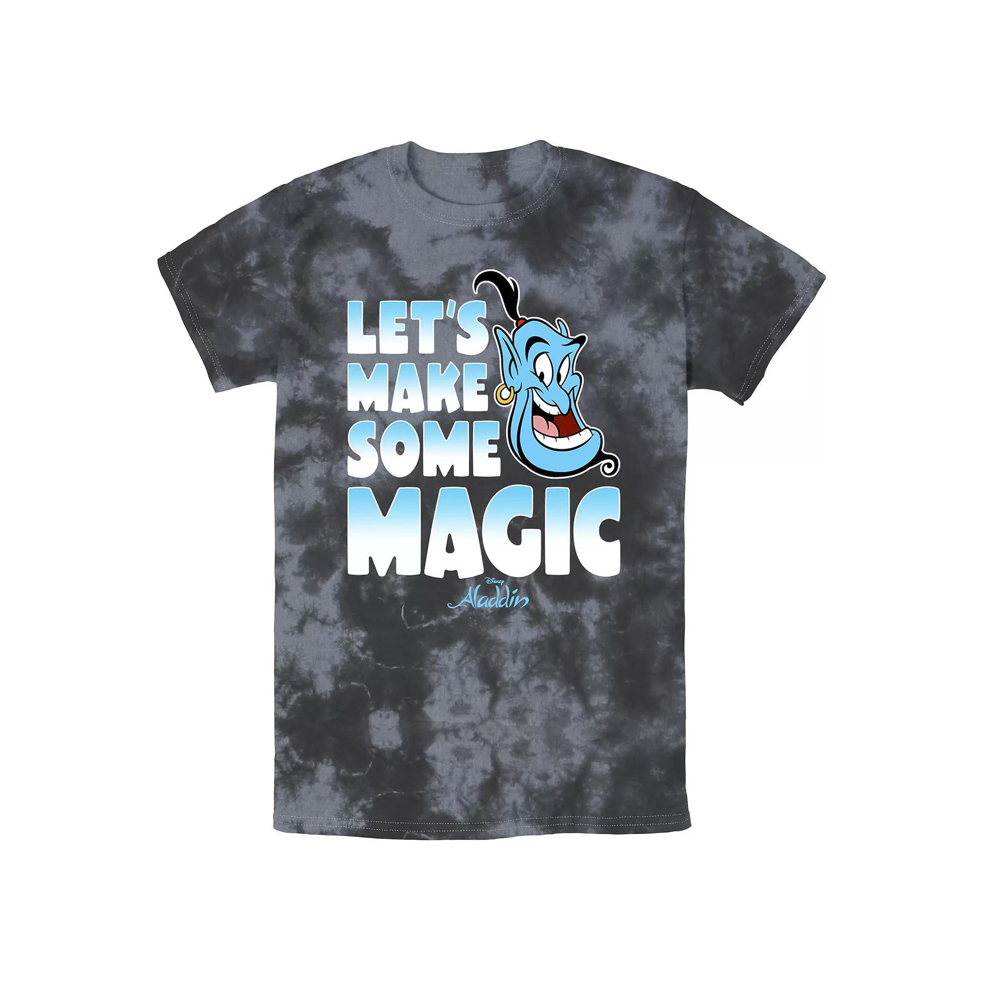 Men's Disney Aladdin Genie Let's Make Some Magic Bomabrd Wash Tee, Size: Small, Black Grey Product Image