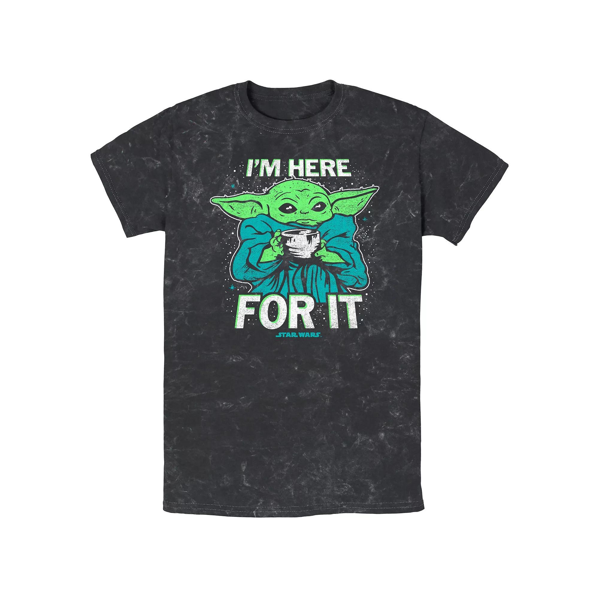 Men's Star Wars The Mandalorian The Child I'm Here For It Mineral Wash Graphic Tee,  Product Image