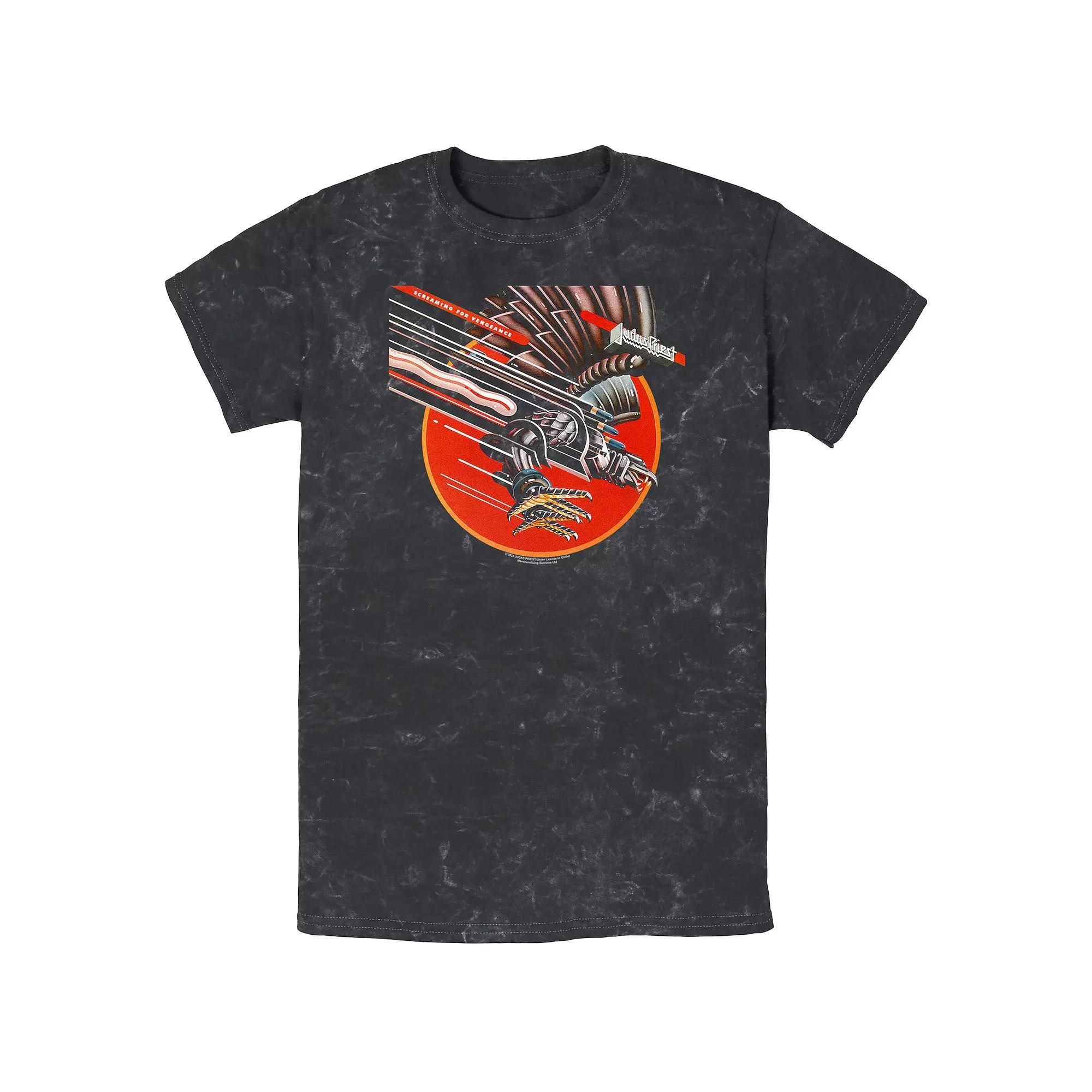 Men's Judas Priest Screaming For Vengeance Mineral Wash Graphic Tee, Size: Large, Black Product Image