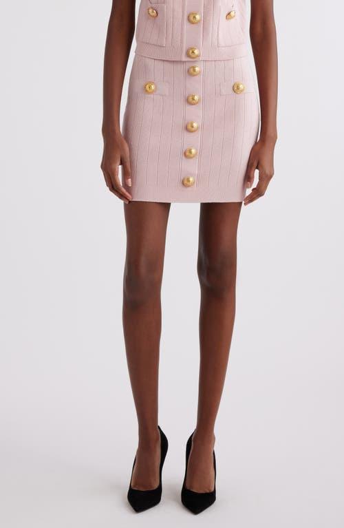 BALMAIN Button Detail Rib Sweater Skirt In Light Pink Product Image