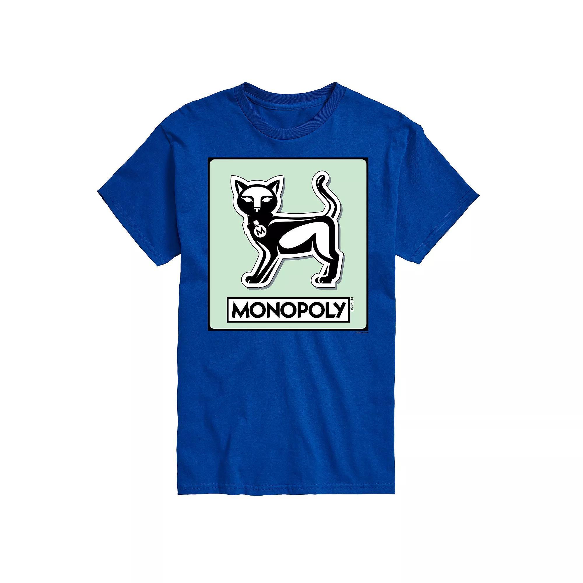 Men's Monopoly Cat Game Token Graphic Tee, Size: XL, Blue Product Image