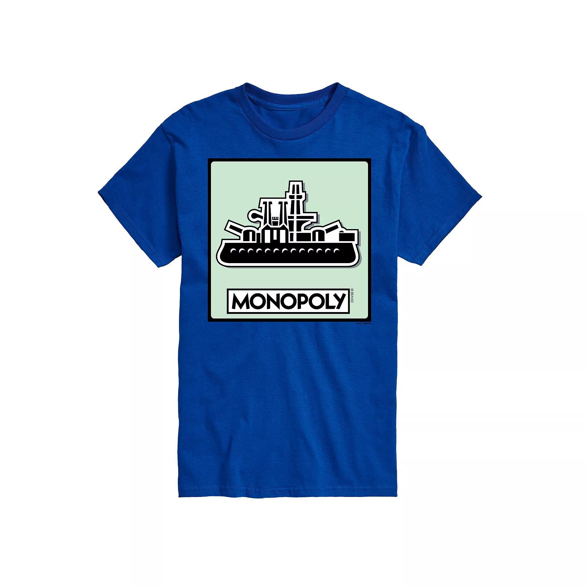 Men's Monopoly Ship Game Token Graphic Tee, Size: XL, Blue Product Image