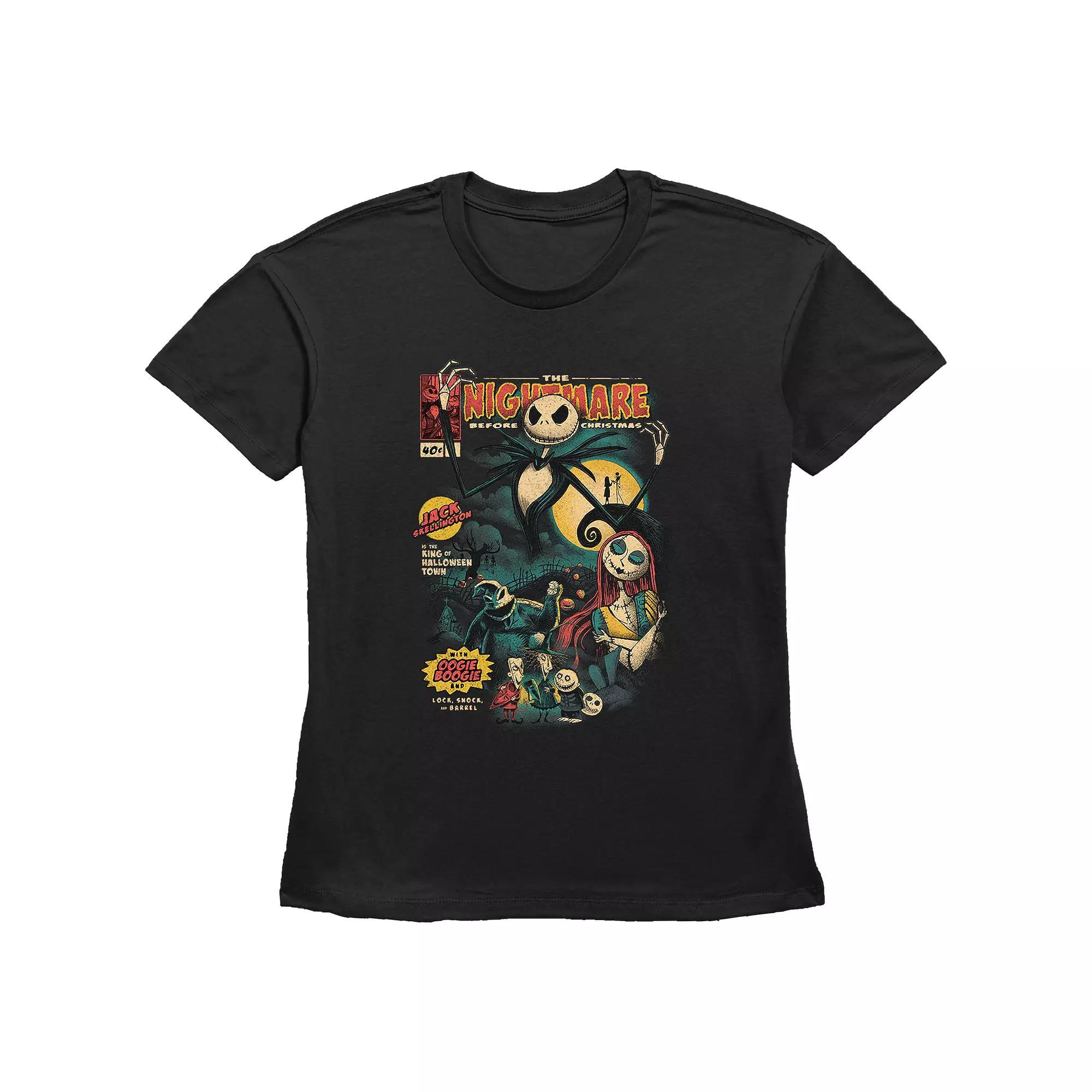 Disney's The Nightmare Before Christmas Juniors' Graphic Novel Cover Graphic Tee, Women's,  Product Image