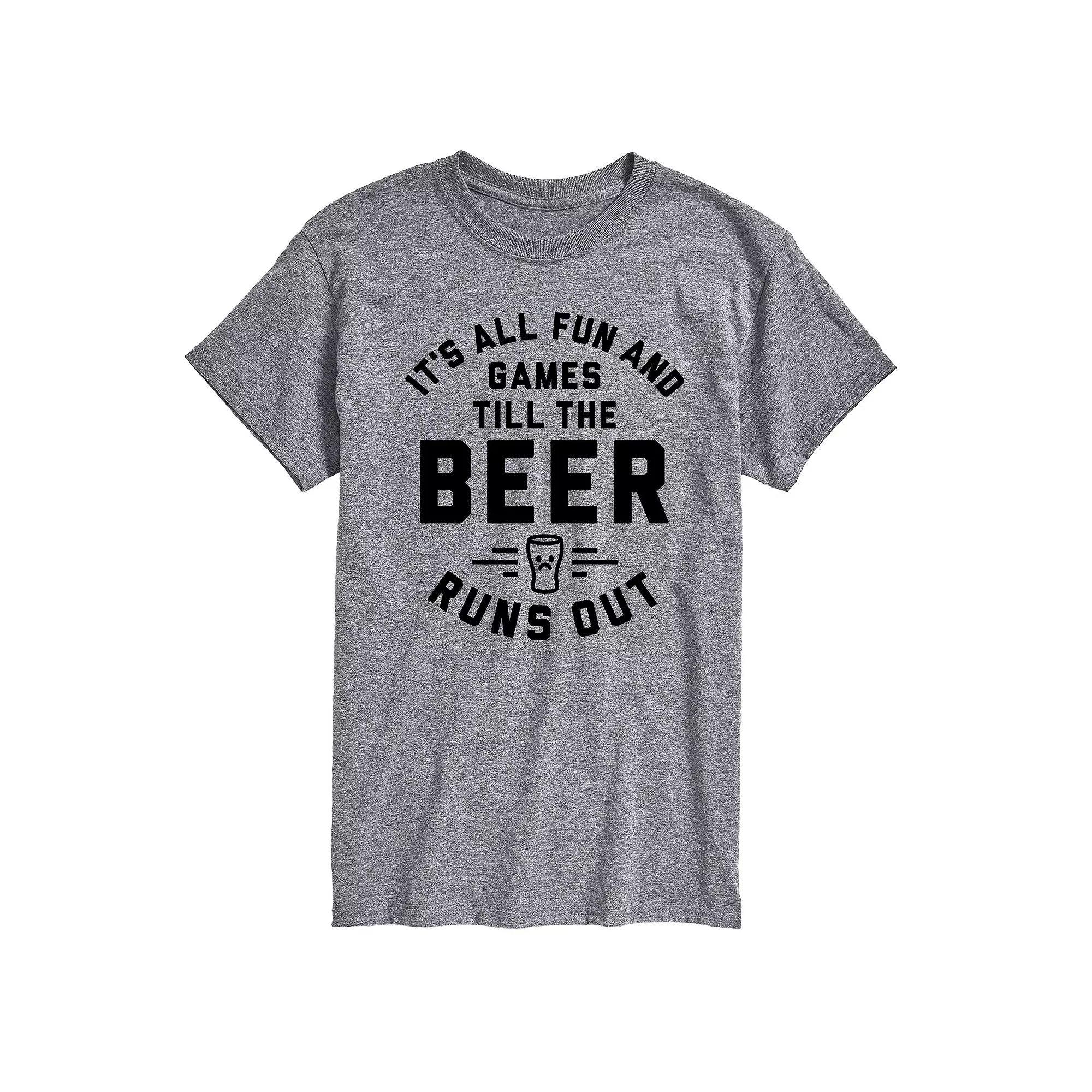 Big & Tall Fun And Games Till The Beer Runs Out Graphic Tee, Men's, Size: 4XL Tall, White Product Image