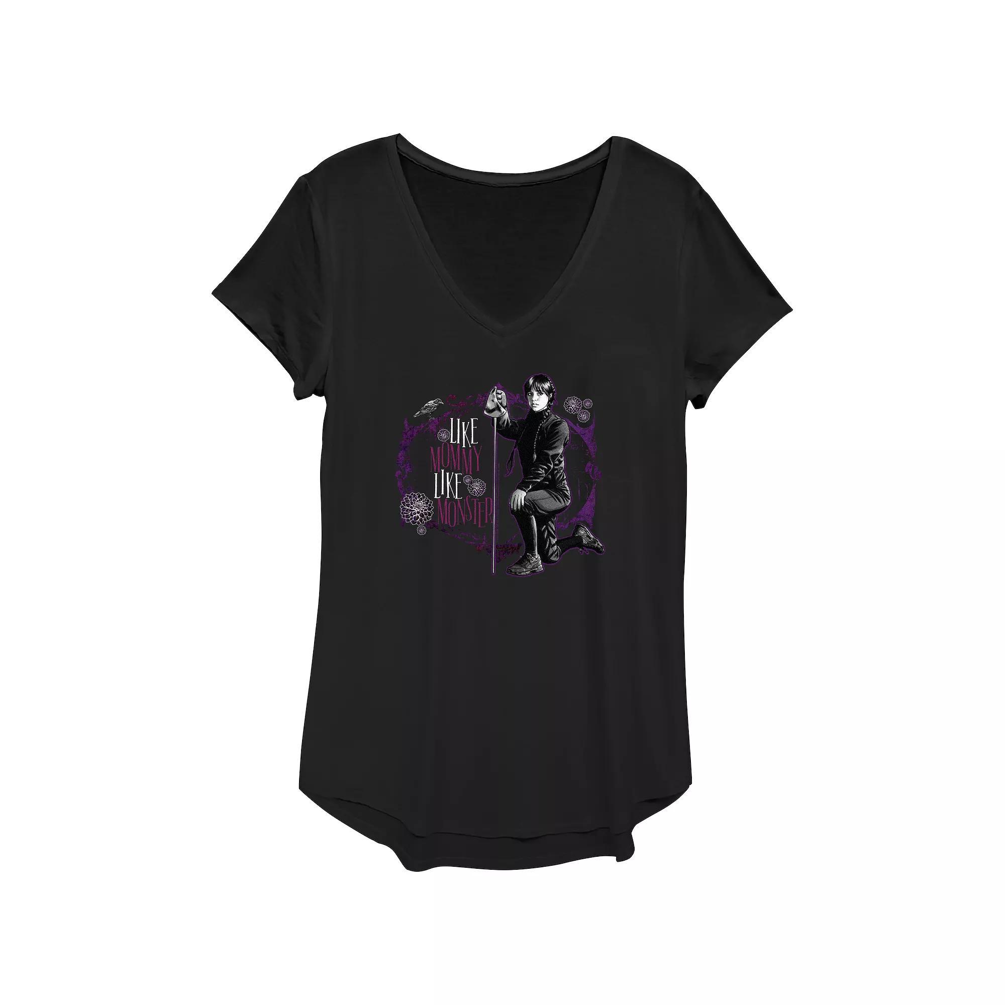 Women's Coffee & Wine V-Neck Graphic Tee, Size: XXL, Black Product Image