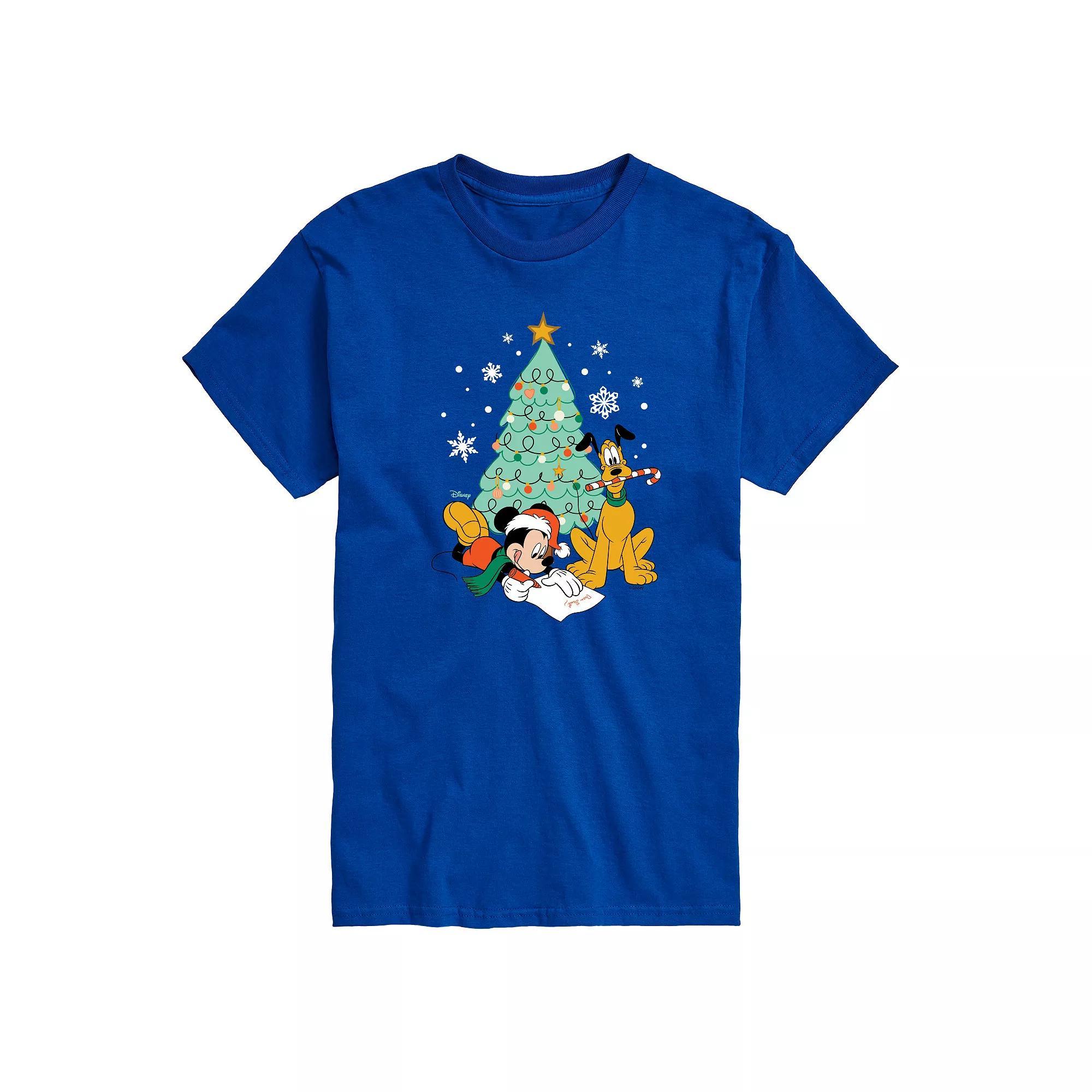 Disney's Mickey Mouse & Pluto Men's Christmas Tree Graphic Tee,  Product Image