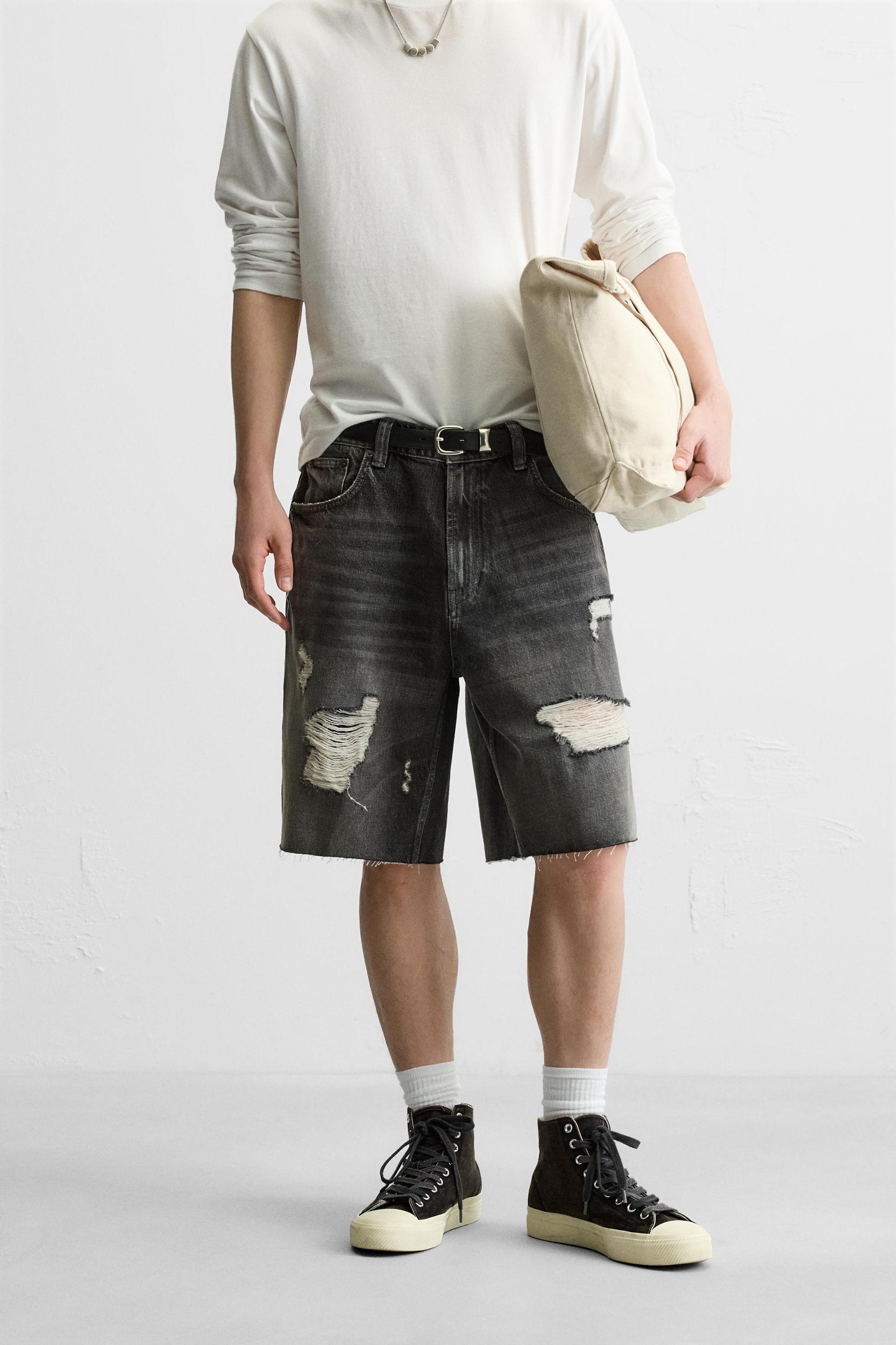 RIPPED DENIM SHORTS Product Image