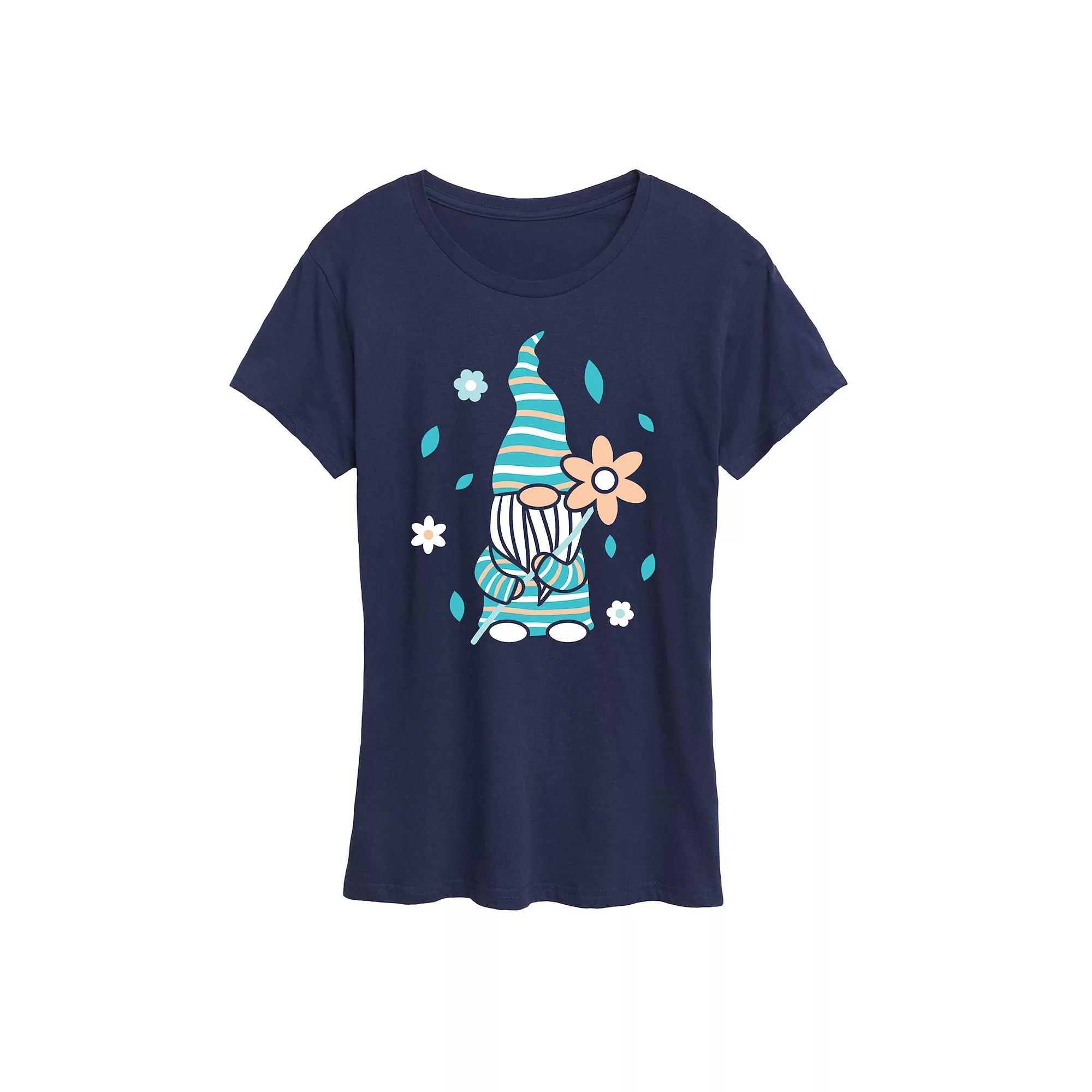 Women's Scandinavian Garden Gnome Graphic Tee, Size: XXL, Blue Product Image