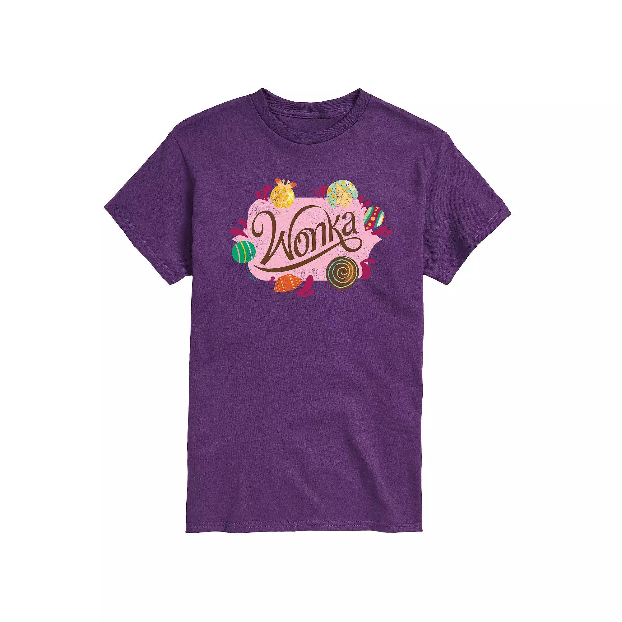 Men's Wonka Logo And Candy Graphic Tee,  Product Image