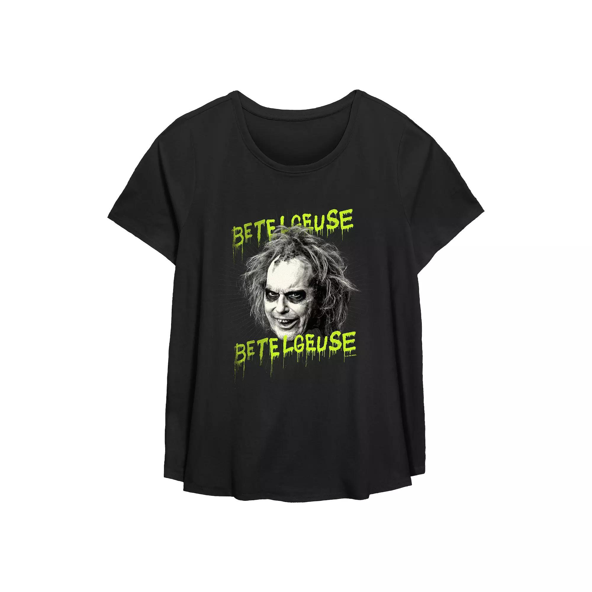 Plus Size Beetlejuice 2 Betelgeuse Betelgeuse Flowy Graphic Tee, Women's, Size: 3XL, Black Product Image