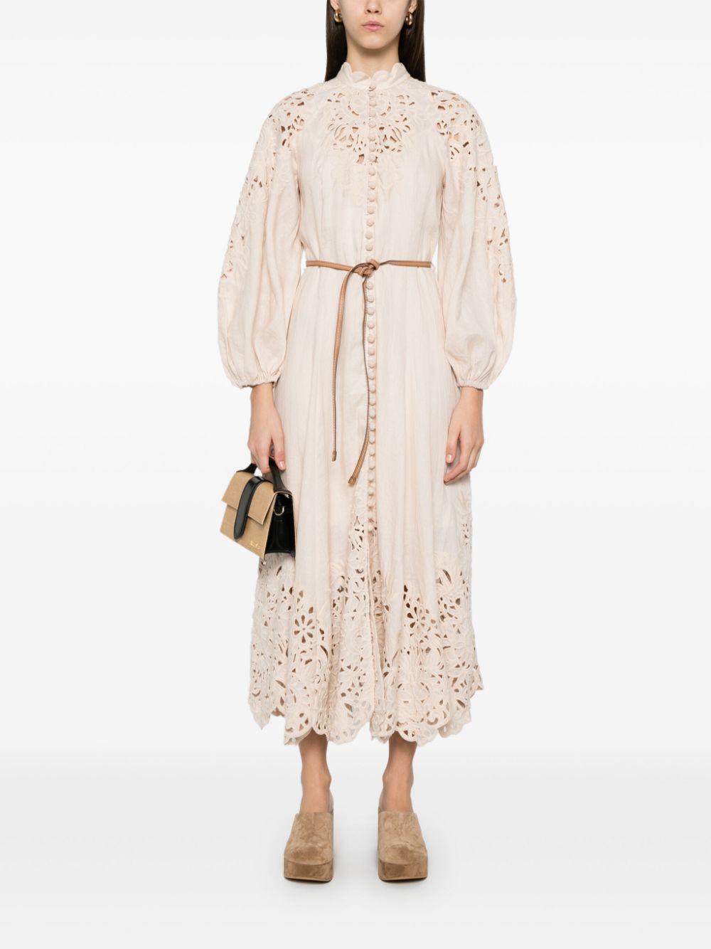 ZIMMERMANN Wylie Embroidered Billow Dress In Neutrals Product Image