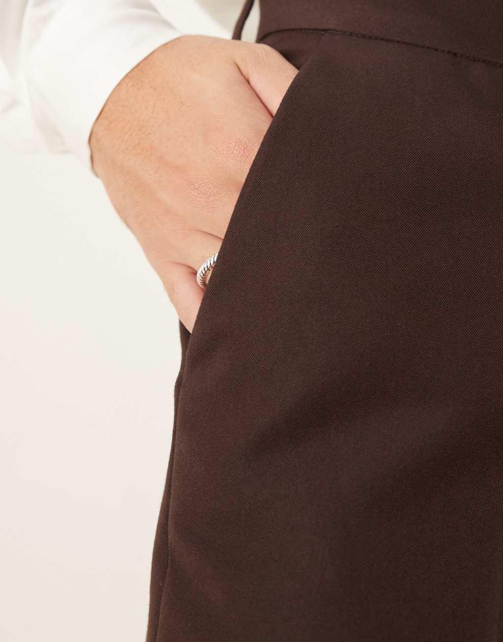 ASOS DESIGN smart straight leg pants in dark brown Product Image