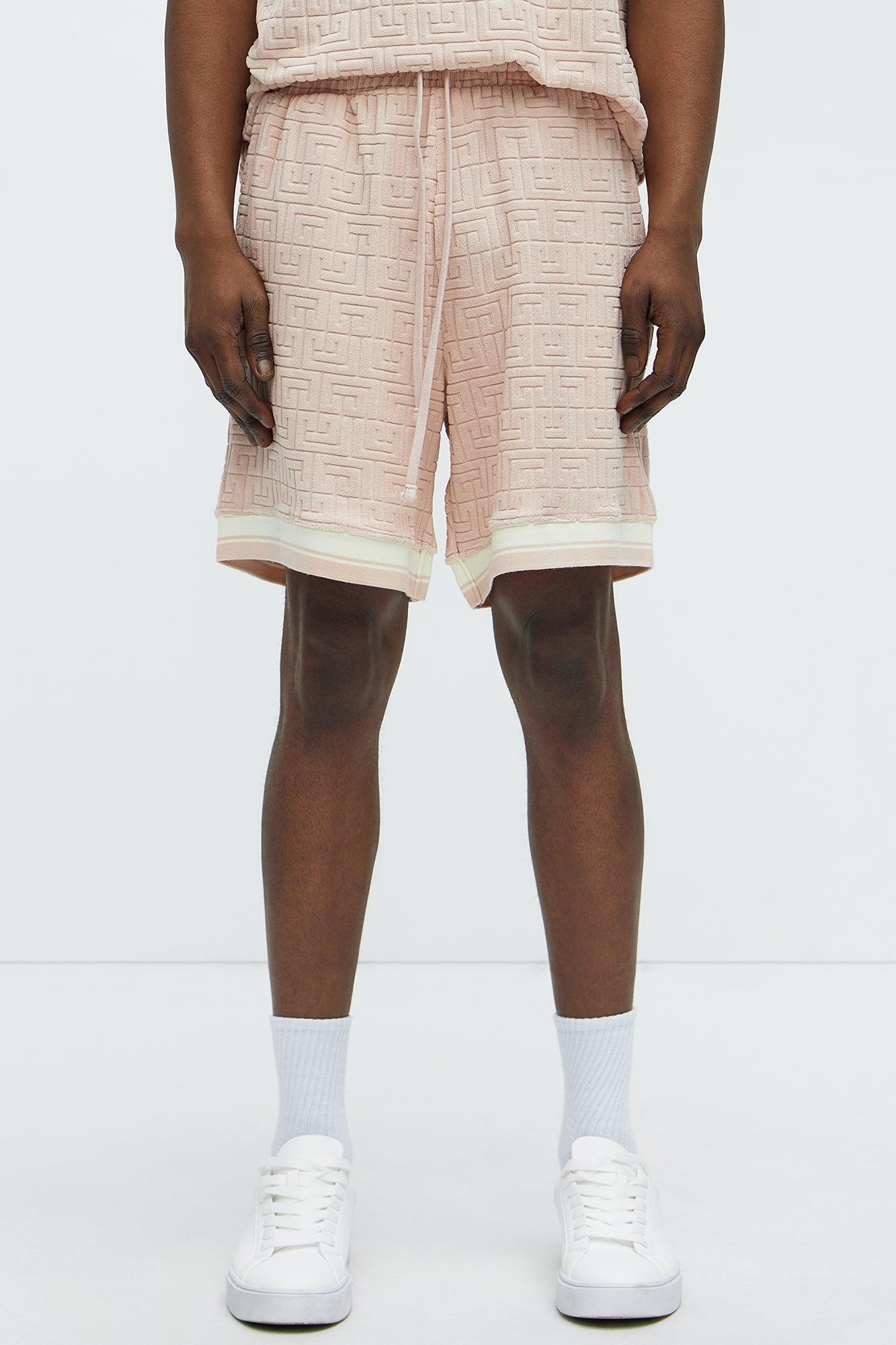 Grecian Textured Shorts - Pink Product Image