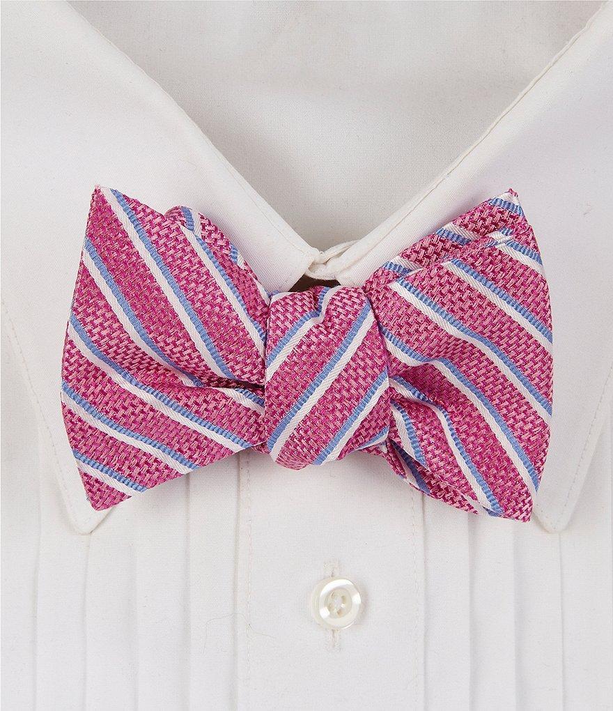 Cremieux Contrast Double Stripe Woven Silk Bow Tie Product Image