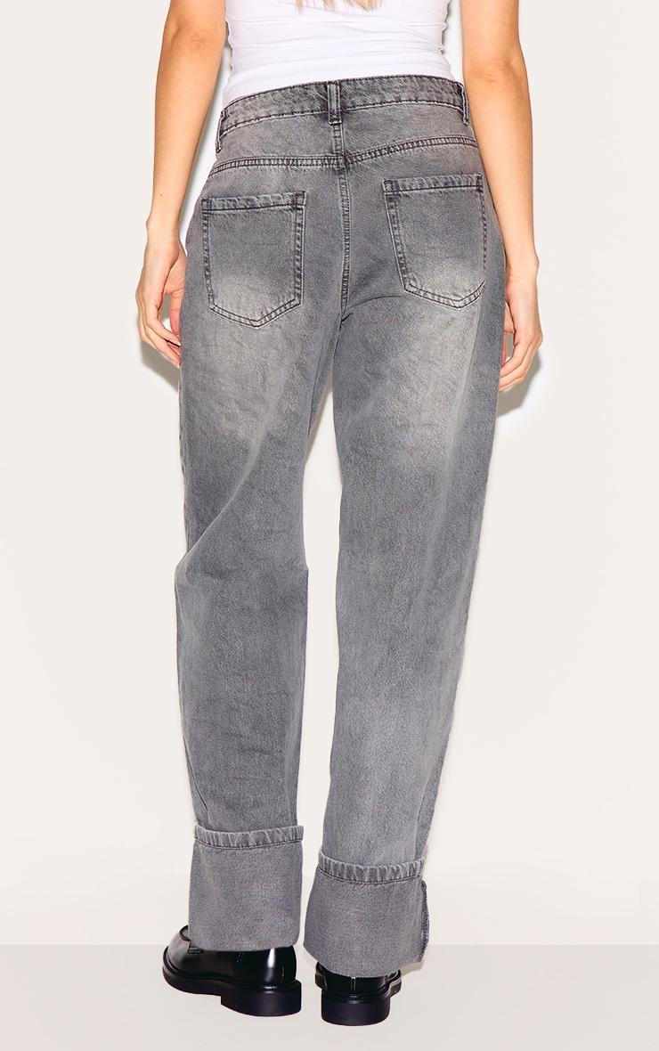 Grey Turn Up Hem Jeans Product Image