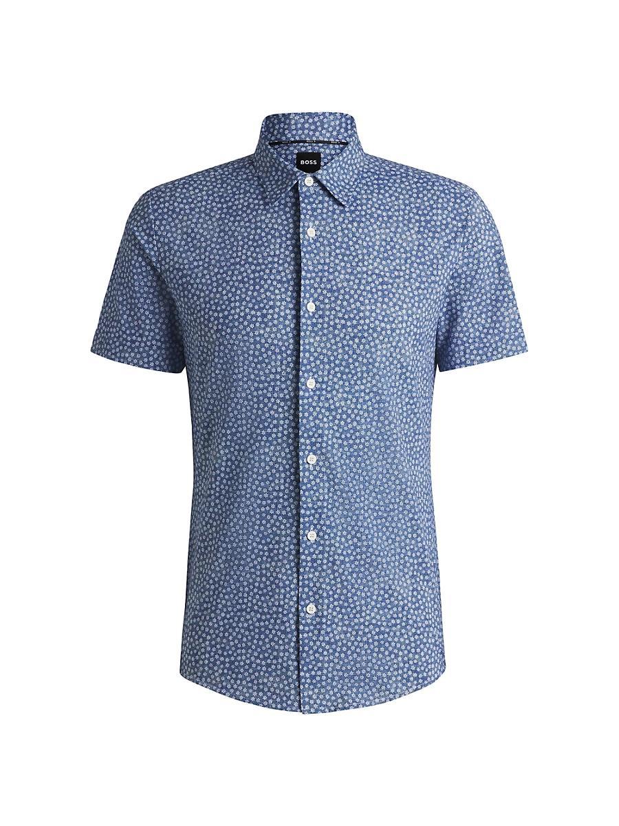 Mens Slim-Fit Shirt in Floral-Print Performance Fabric Product Image