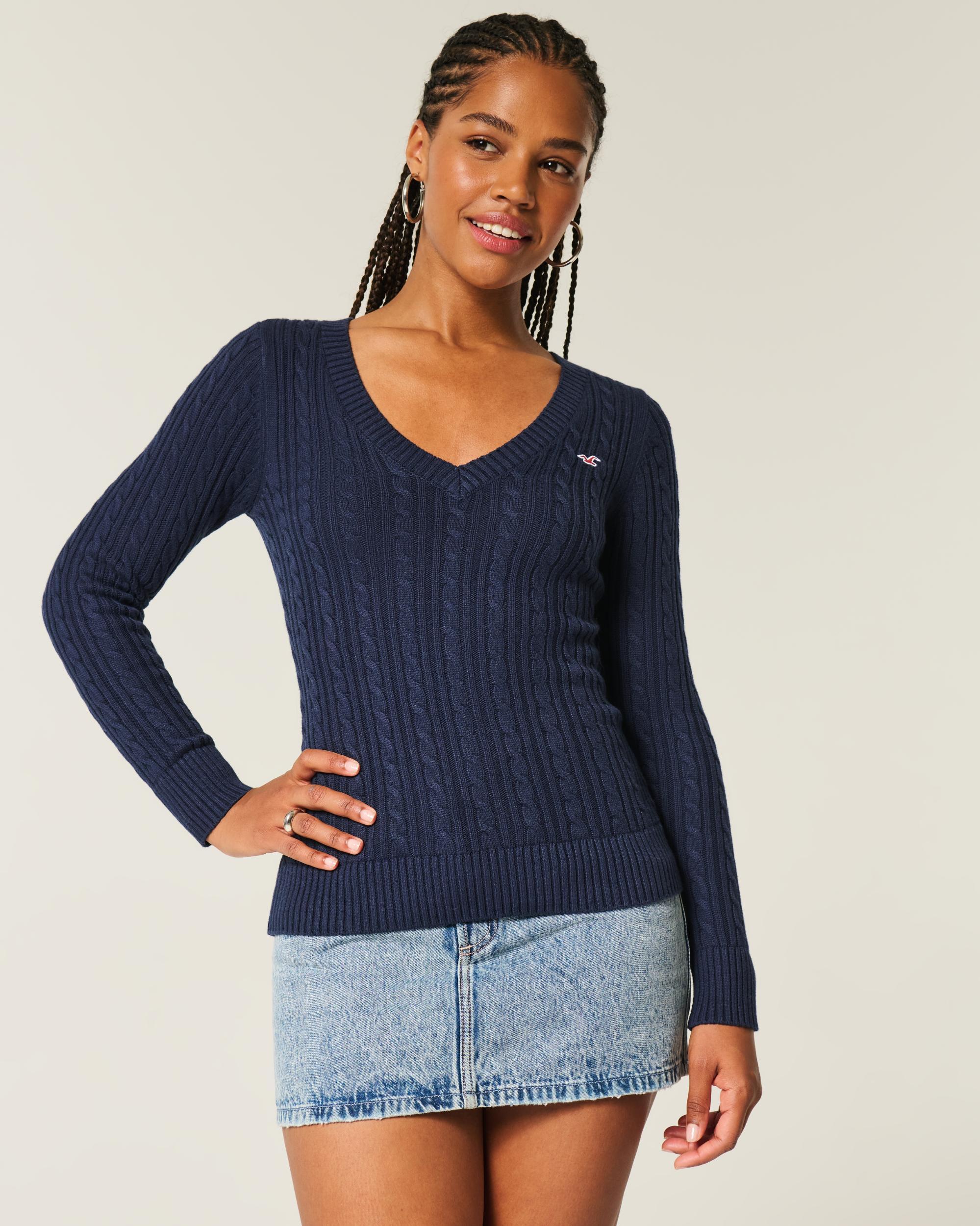 Cable-Knit Icon V-Neck Sweater Product Image