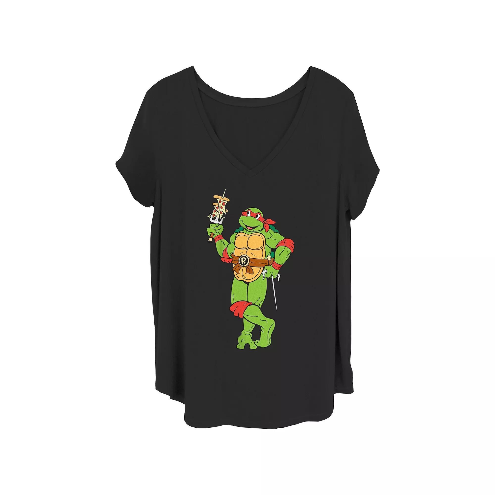 Juniors' Plus Size Teenage Mutant Ninja Turtles Pizza Skewer Graphic Tee, Women's, Size: 3XL, Black Product Image