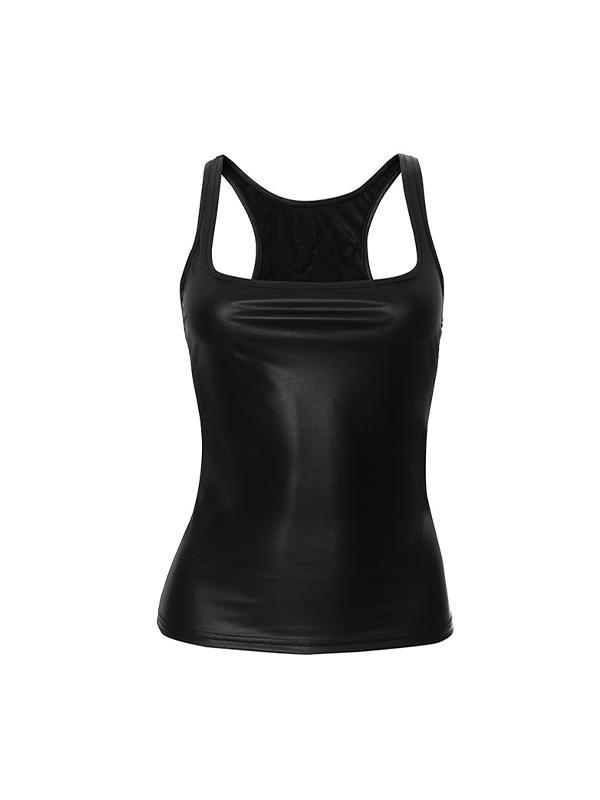 Plain Square Neck Casual Tank Top Product Image