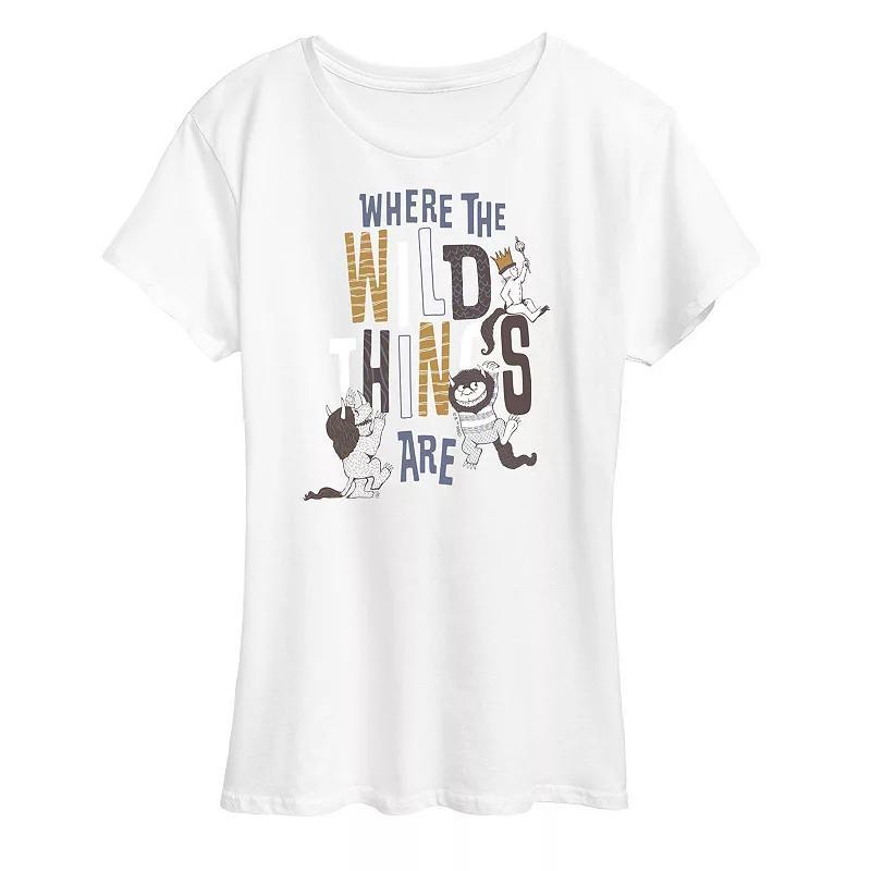 Women's Where The Wild Things Are Title Graphic Tee, Size: XL, White Product Image