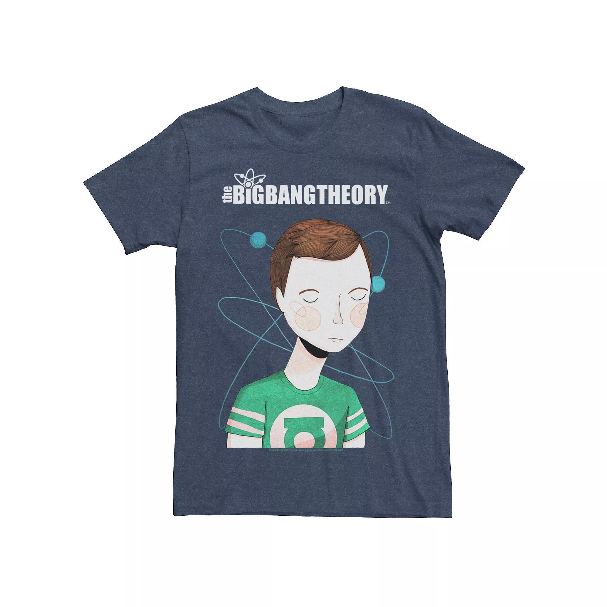 Mens The Big Bang Theory Sheldon Simple Cartoon Portrait Tee Navy Grey Product Image