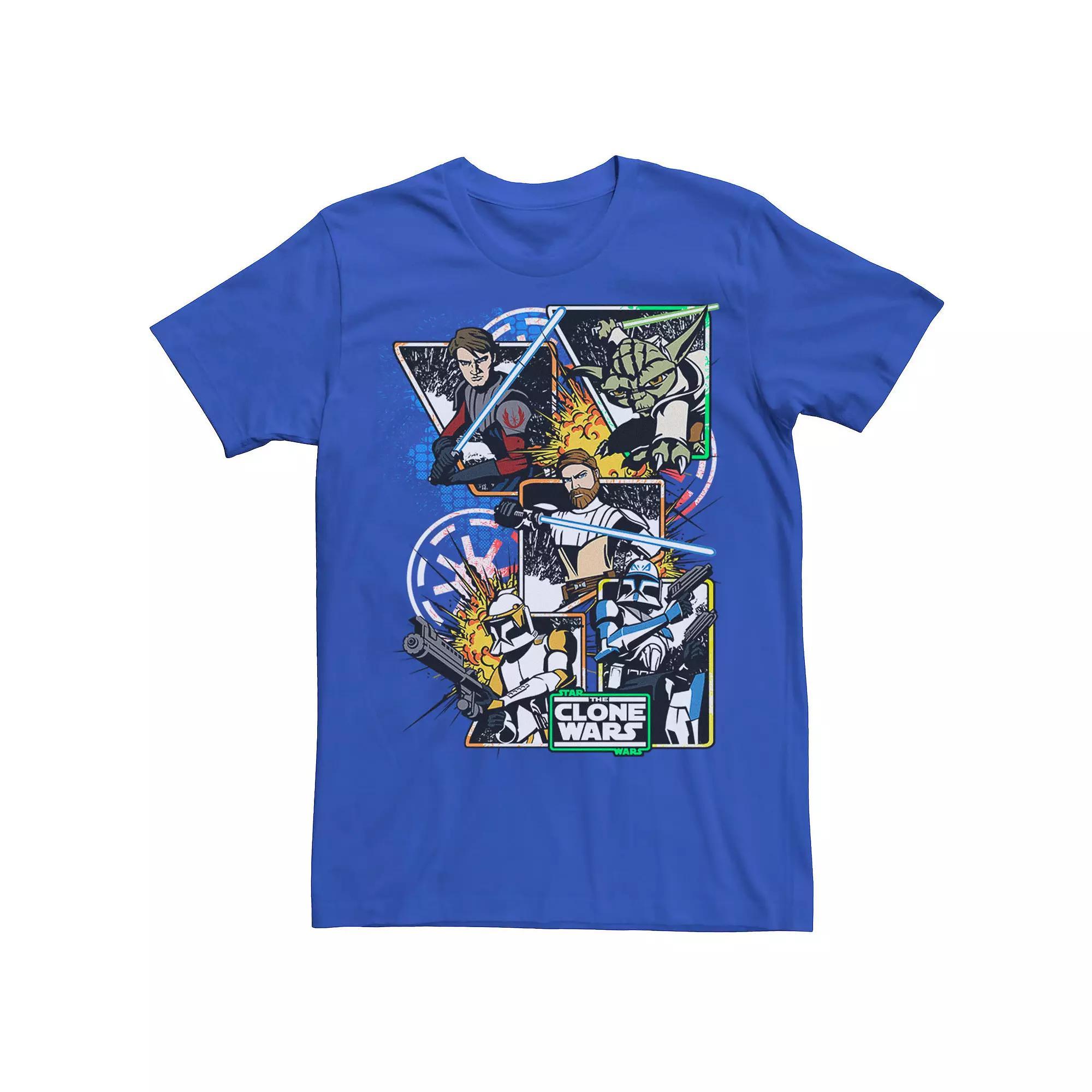Men's Star Wars: The Clone Wars Group Shot Comic Panels Tee,  Product Image