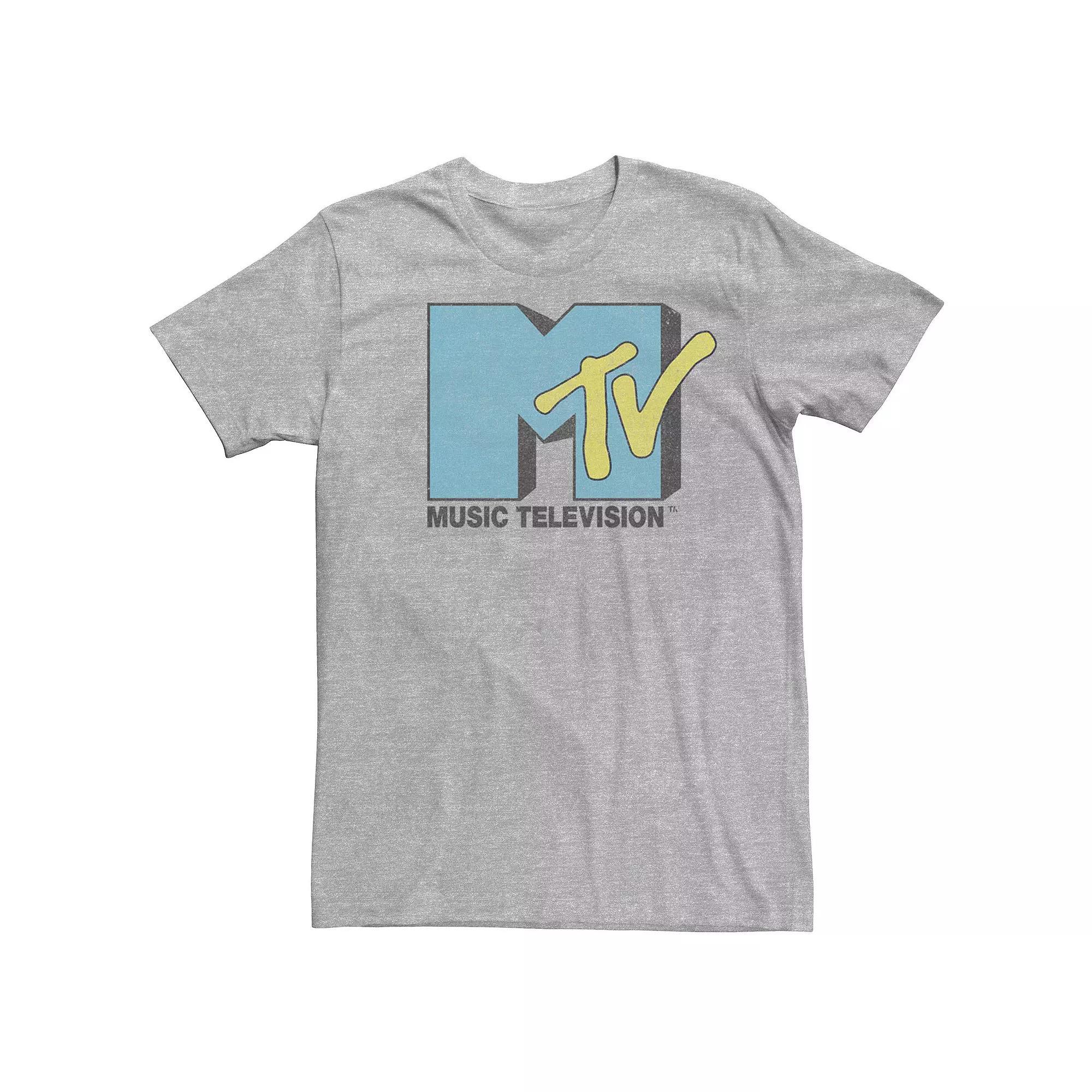 Men's MTV Turquoise Pop Color Logo Short Sleeve Tee,  Product Image