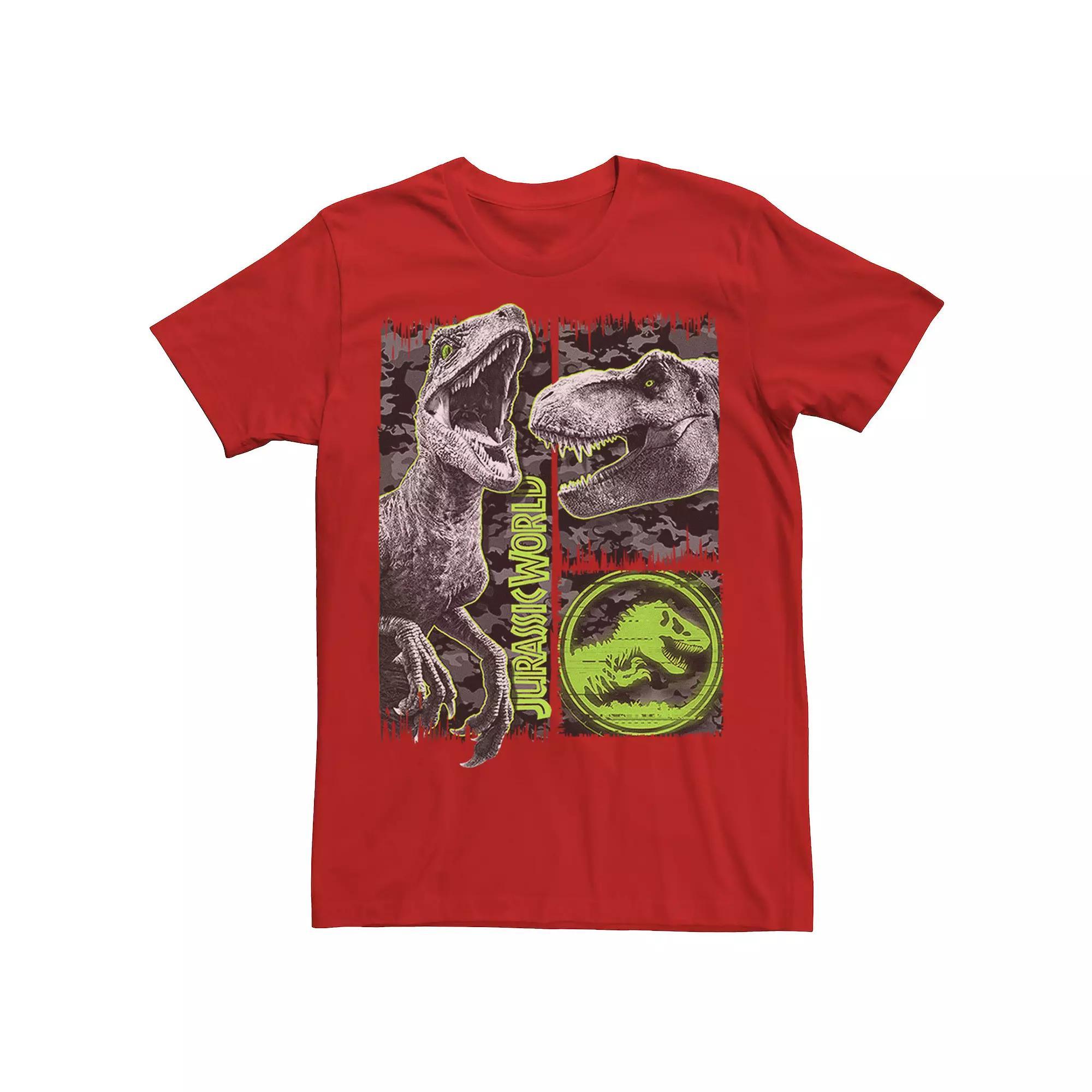 Men's Jurassic World Two Raptor T-Rex Camo Scratch Tee, Size: 3XL, Red Product Image