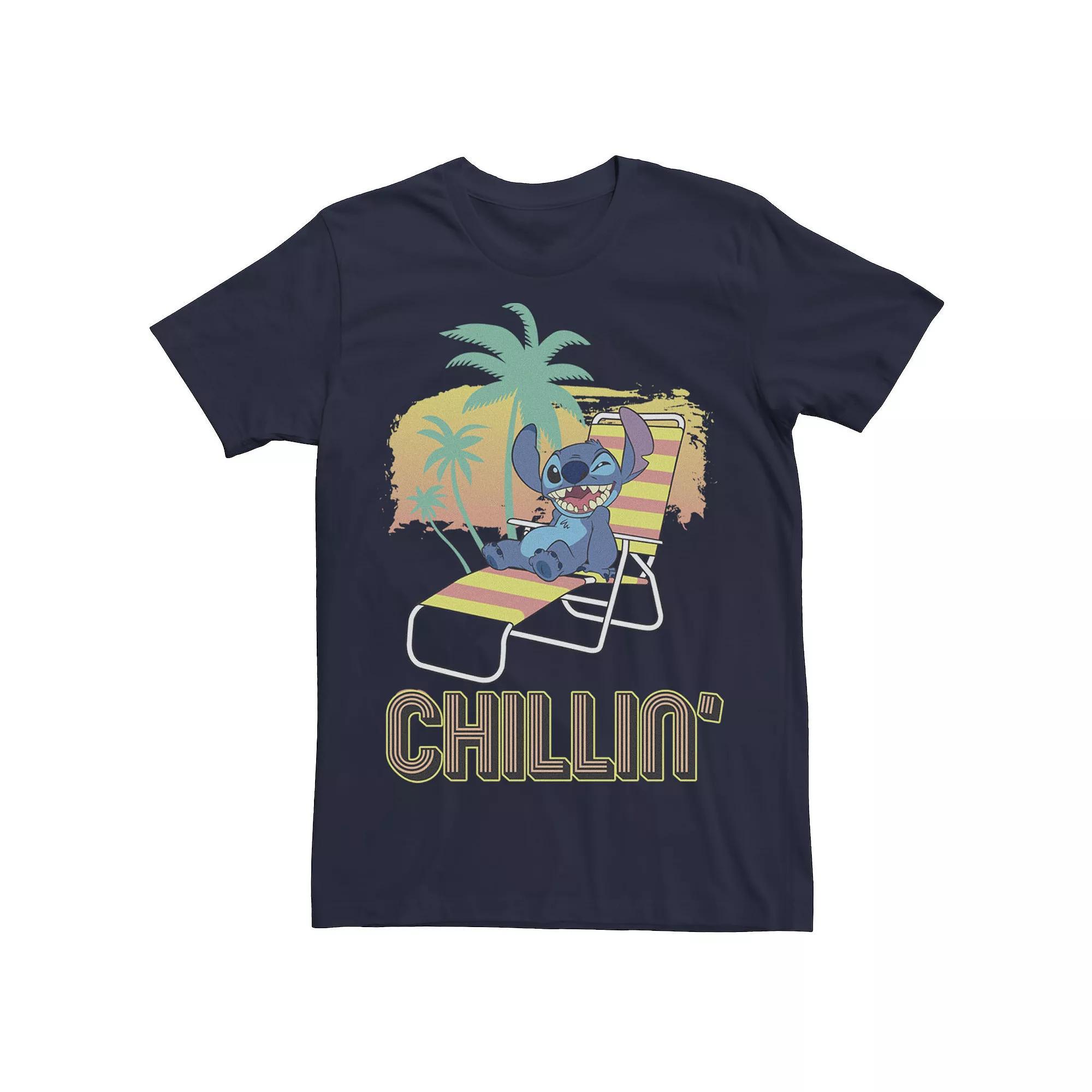 Disney's Lilo & Stitch Chillin' Beach Chair Portrait Men's Tee,  Product Image