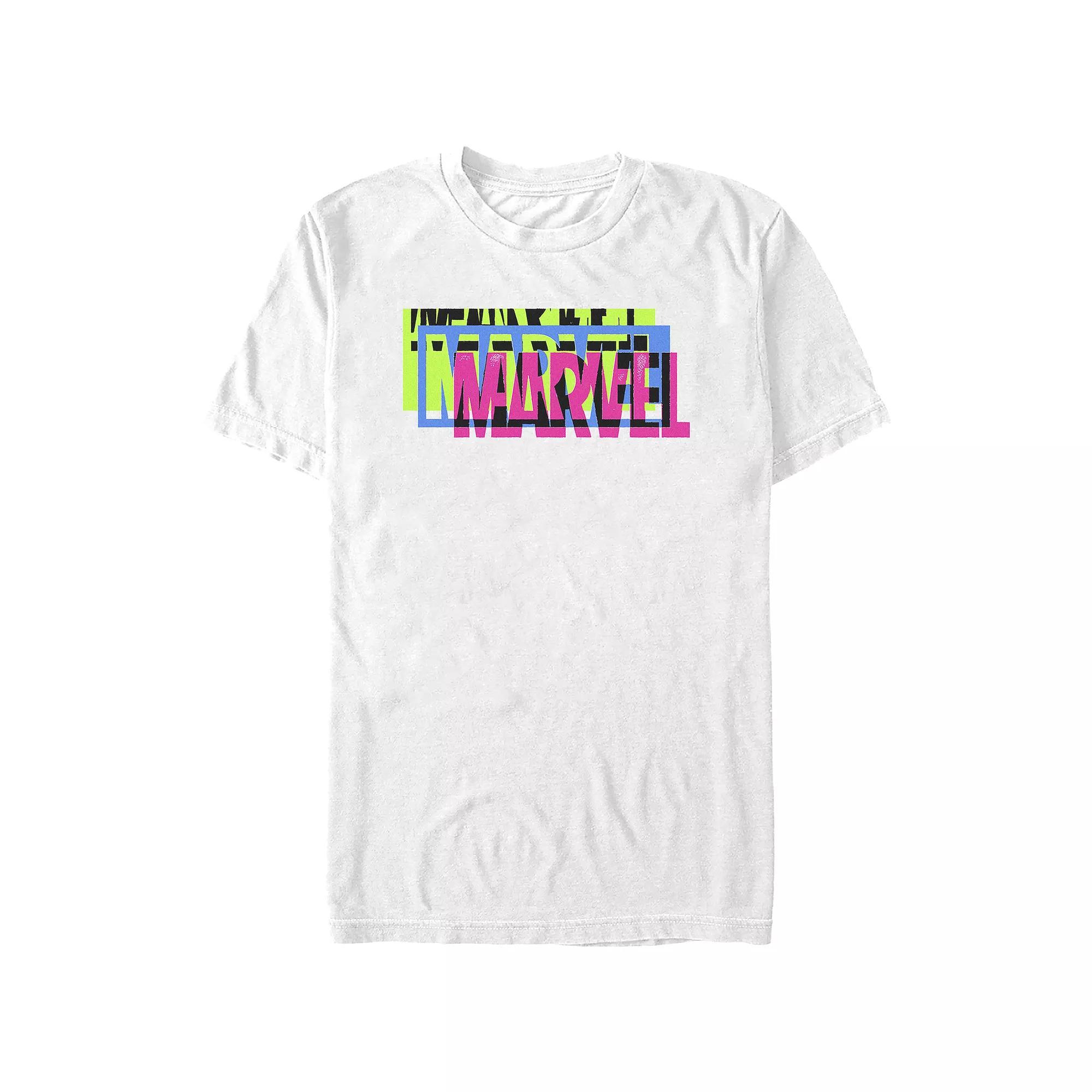 Juniors' Marvel Triple Logo Boyfriend Graphic Tee, Women's, Size: Large, White Product Image