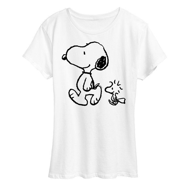 Womens Peanuts Snoopy & Woodstock Walk Graphic Tee, Girls Product Image