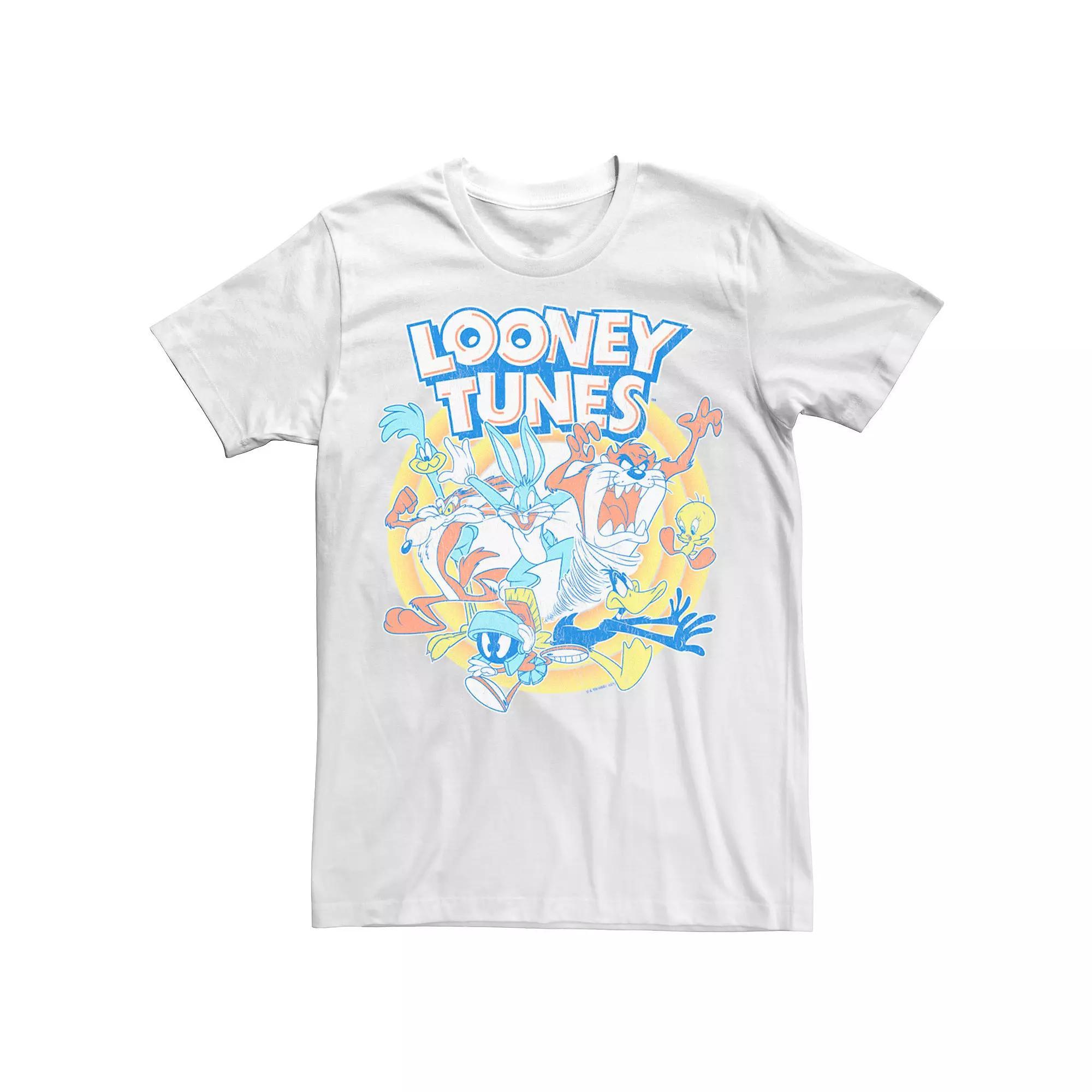 Big & Tall Looney Tunes Characters Running Distressed Style Graphic Tee, Men's,  Product Image