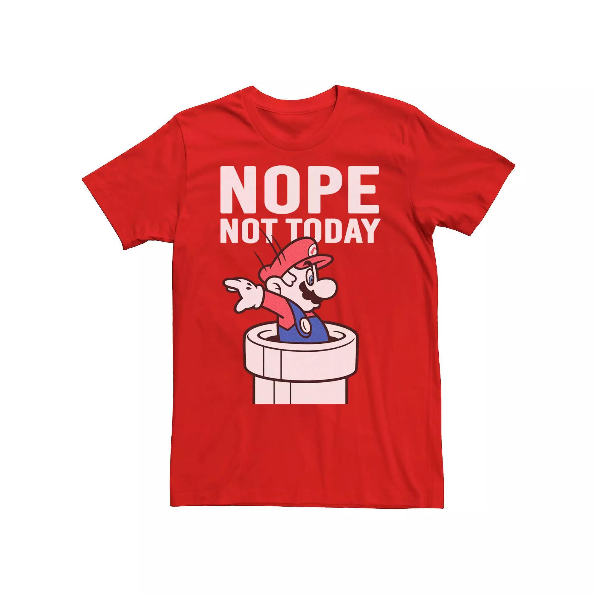 Men's Nintendo Super Mario Warp Pipe Nope Not Today Action Portrait Graphic Tee,  Product Image