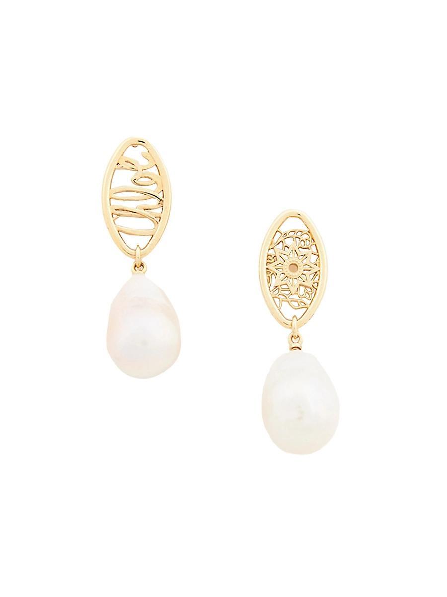 Womens Darcey Lace Goldtone & Freshwater Pearl Drop Earrings Product Image