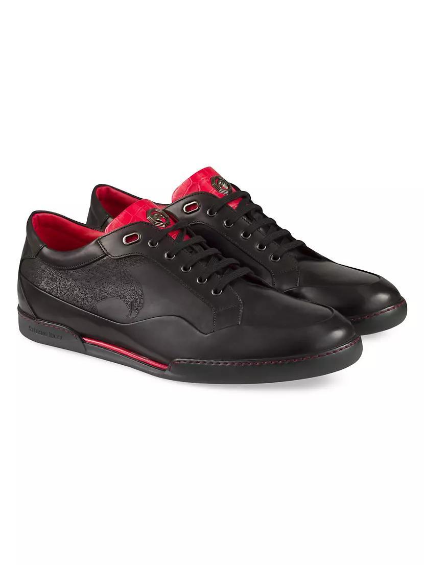 Calfskin and Crocodile Leather Sneakers Product Image