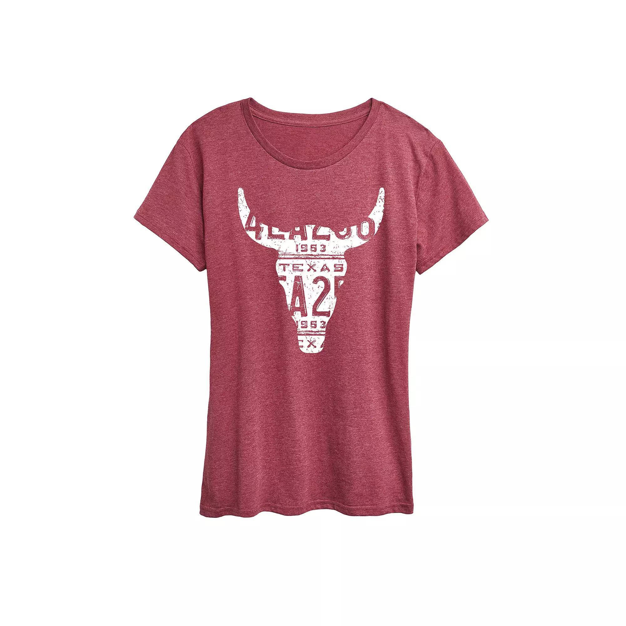 Women's Texas License Plate Steer Graphic Tee,  Product Image