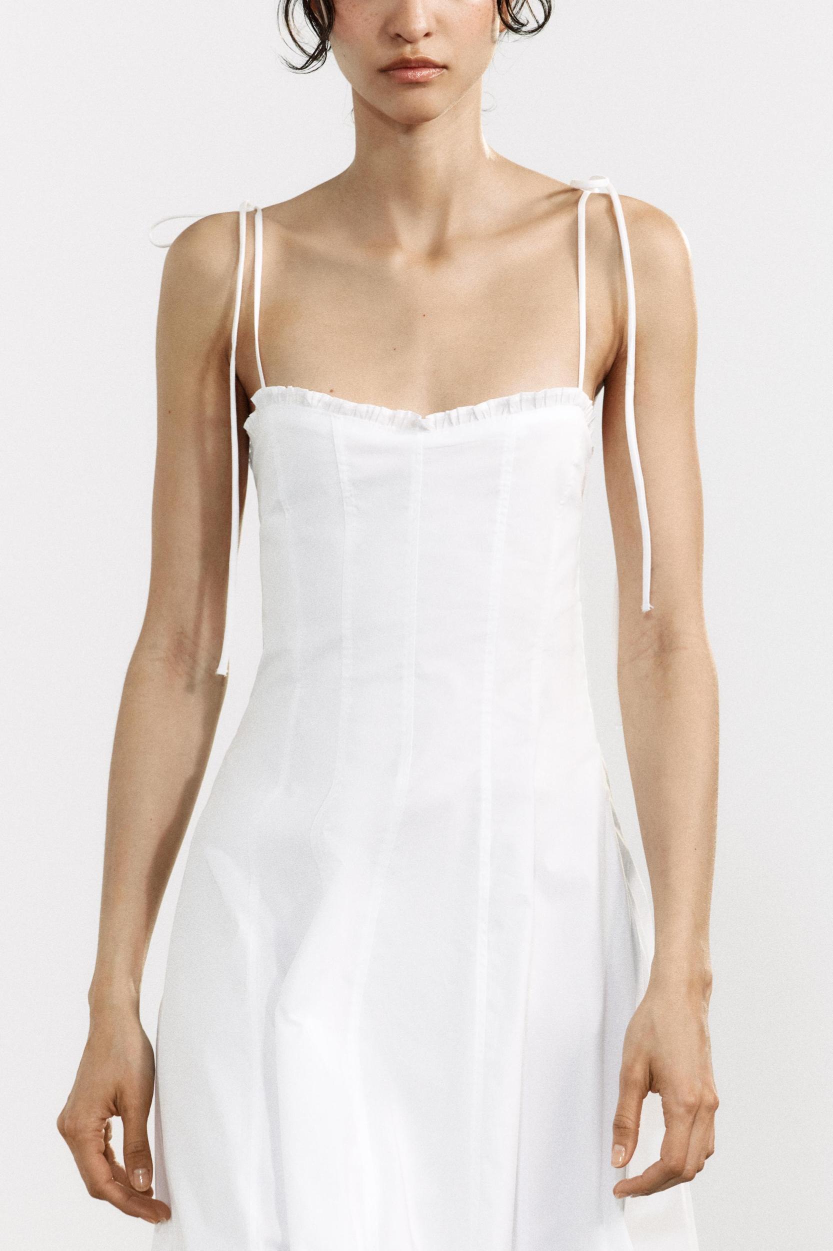 RUFFLED POPLIN MIDI DRESS Product Image