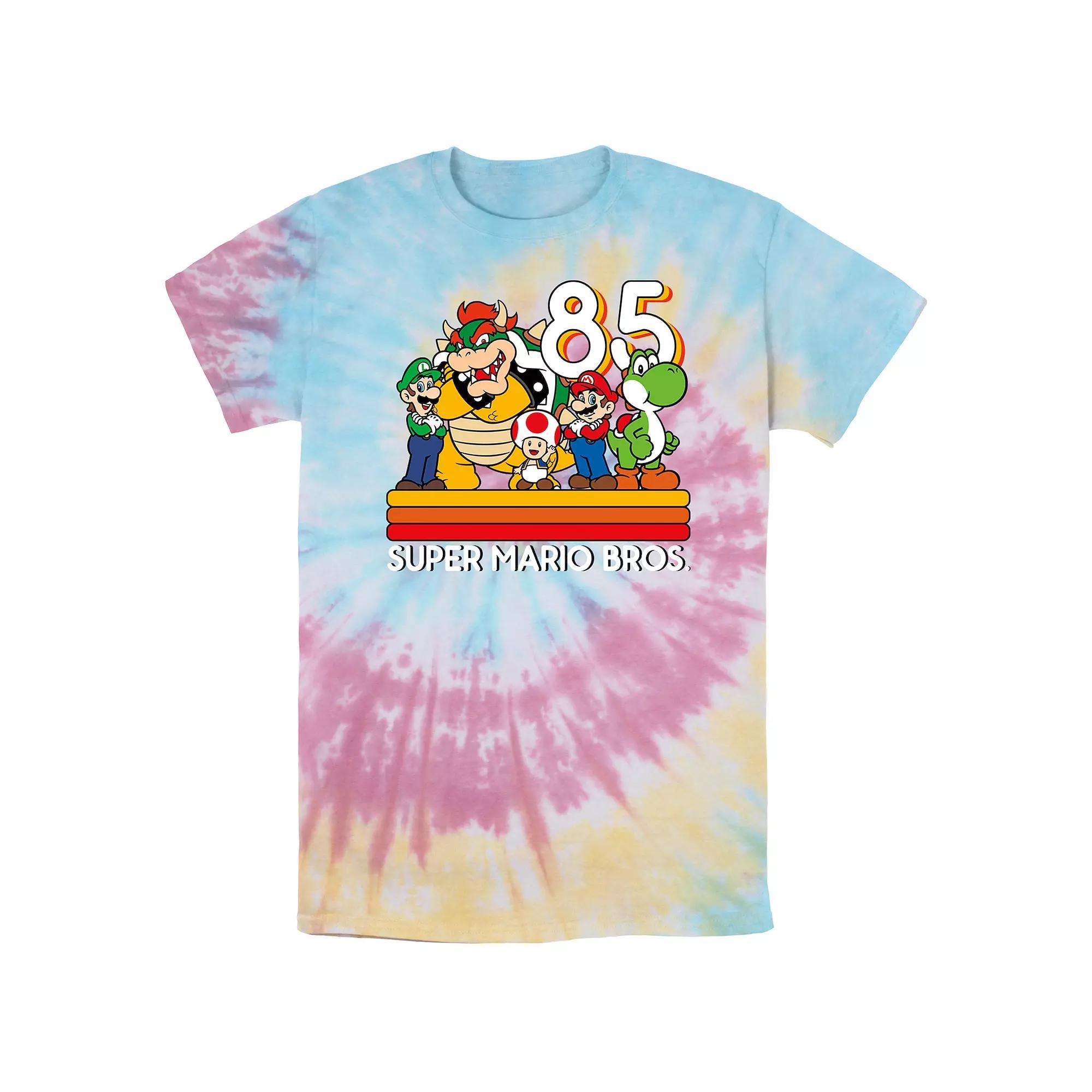 Men's Nintendo Super Mario Bros Tee, Size: Small, Blue Pink Light Yellow Product Image