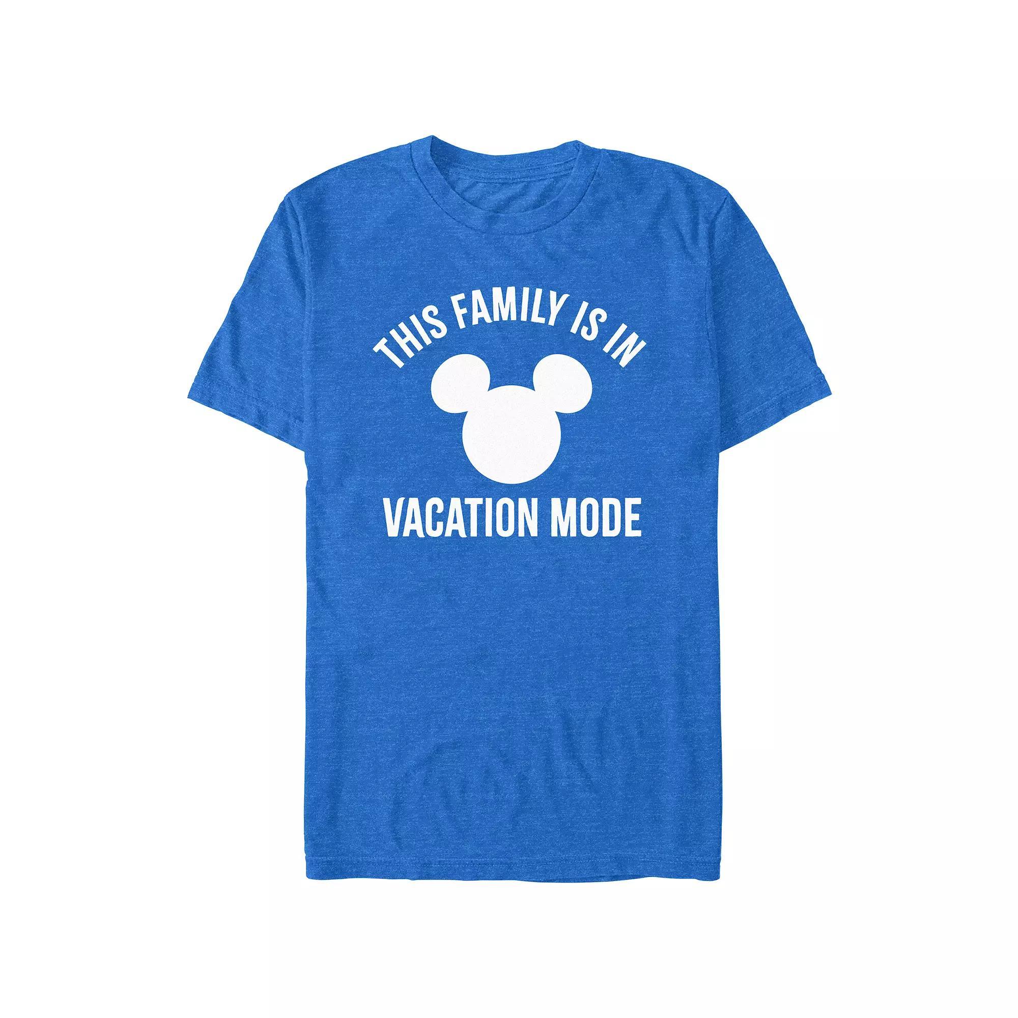 Disney's Men's This Family Is In Vacation Mode Mickey Head Logo Tee, Size: Small, Navy Grey Product Image