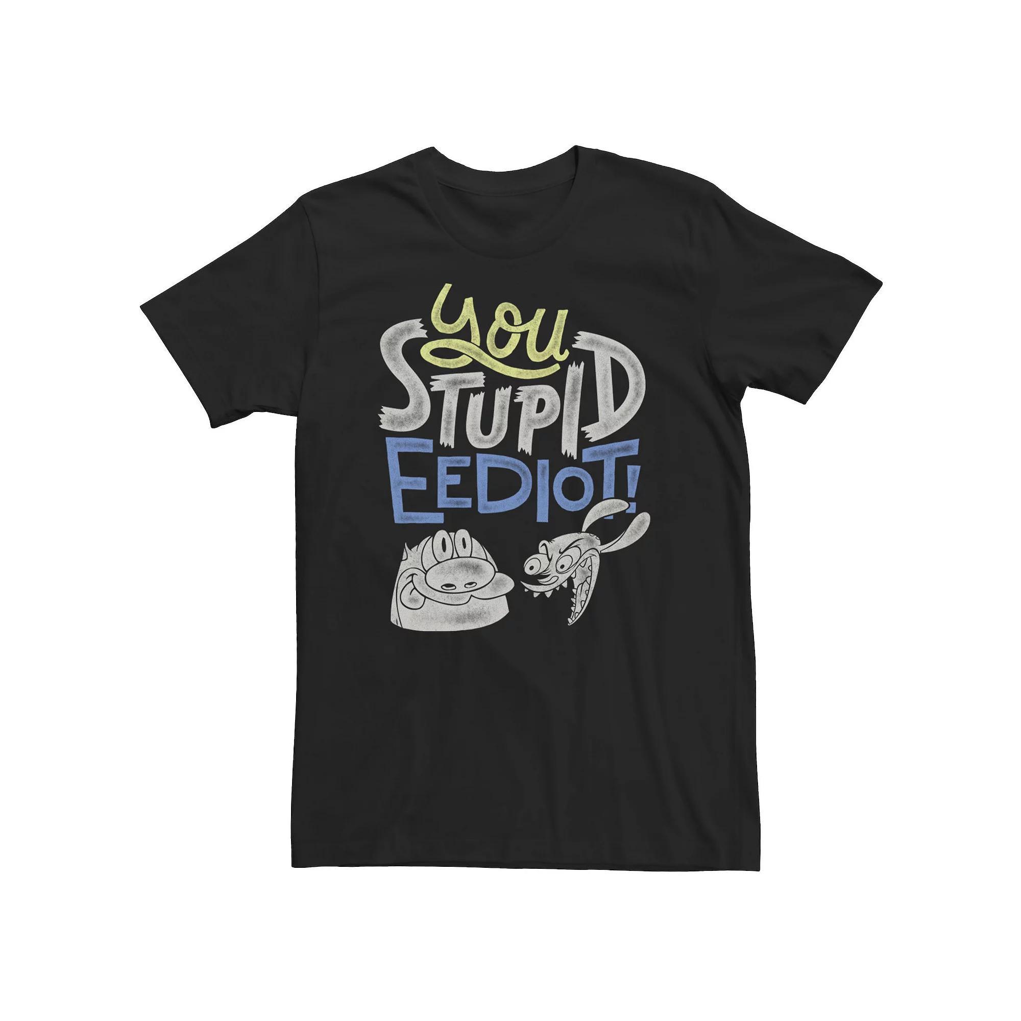 Big & Tall Nickelodeon Ren And Stimpy You Stupid Eediot Text Colors Tee, Men's,  Product Image