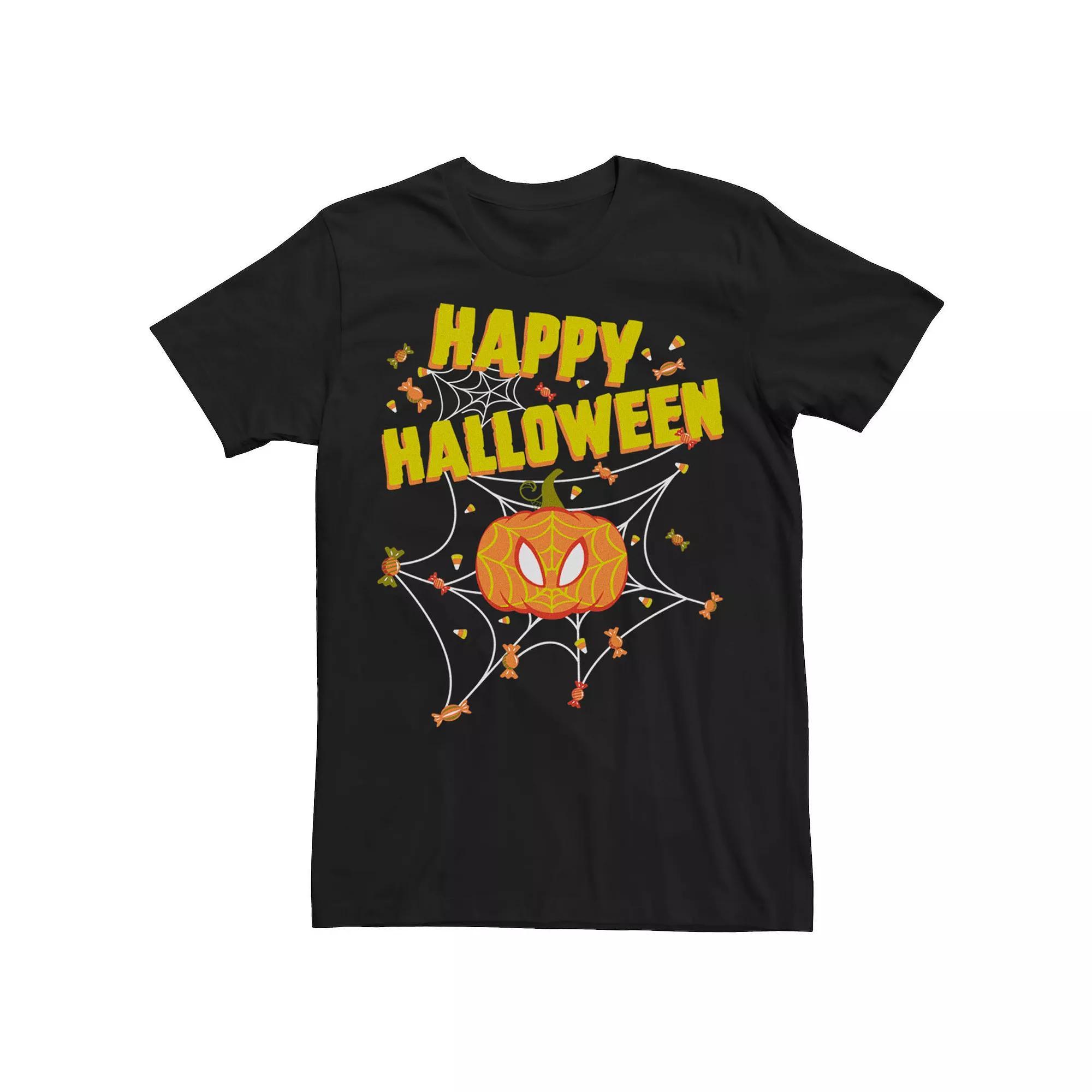 Men's Marvel Spider-Man Pumpkin Happy Halloween Tee, Size: XL, Black Product Image