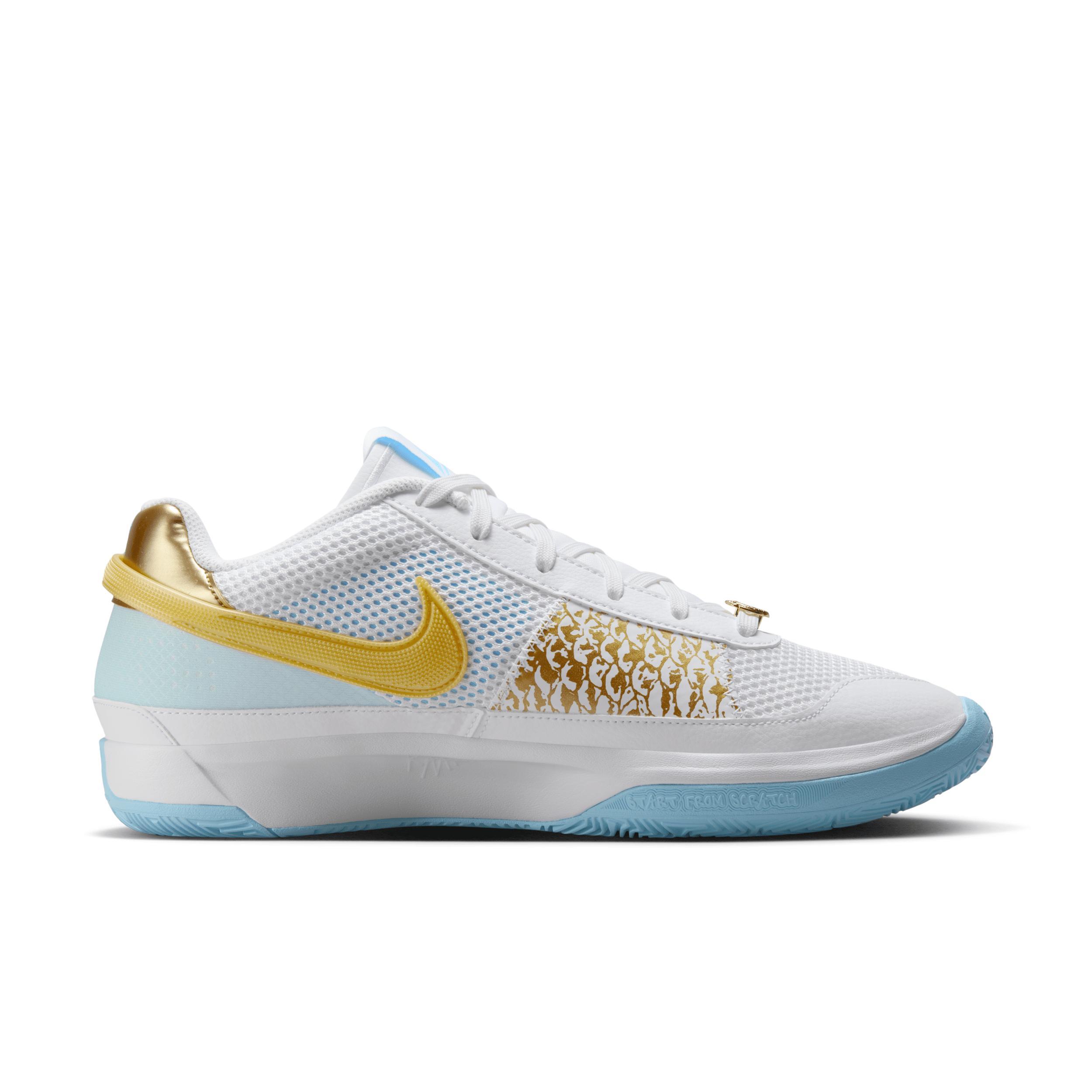 Nike Mens JA 1 CNY - Basketball Shoes White/Metallic Gold/Auarius Blue Product Image