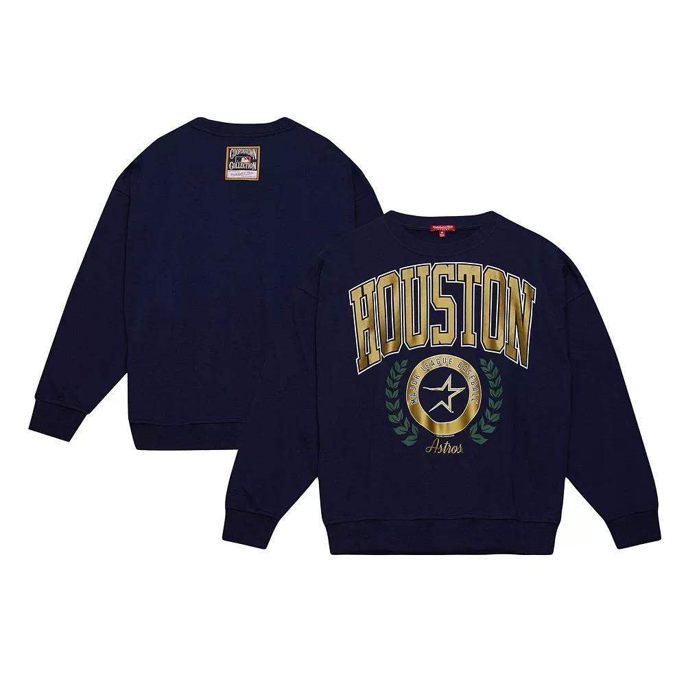 Women's Mitchell & Ness Navy Houston Astros Cooperstown Collection Logo Pullover Sweatshirt,  Product Image