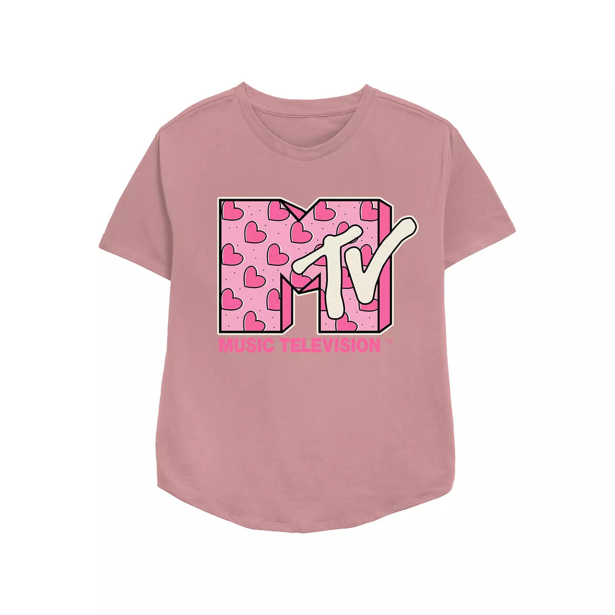Women's MTV Heart Print Logo Graphic Tee, Girl's,  Product Image