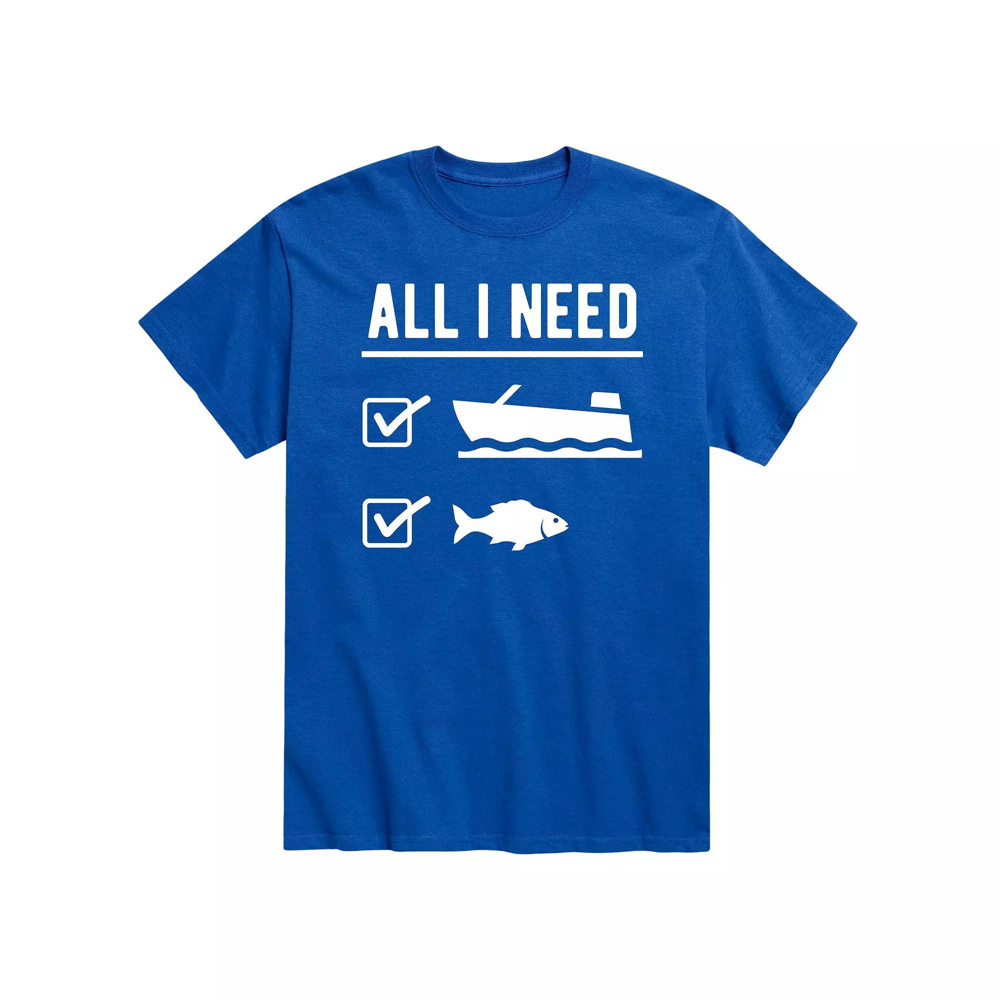 Men's All I Need Is Boat Fish Tee, Size: Small, Royal Blue Product Image