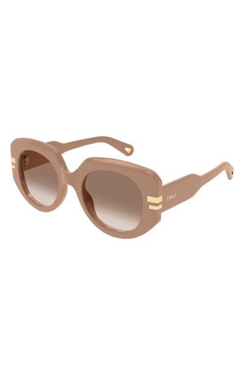 CHLOÉ Marcie Oversized Acetate Square Sunglasses In Beige Product Image